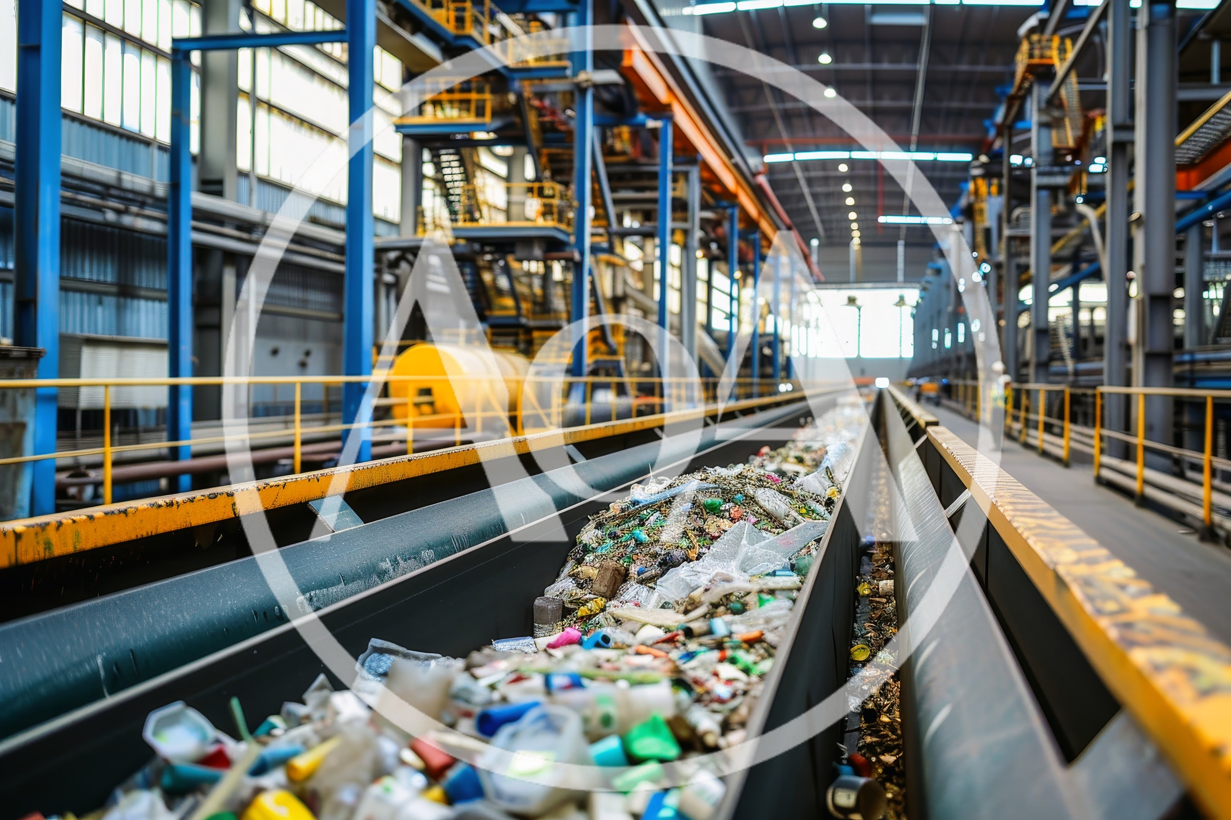 Industrial Conveyor Belt Transporting Recyclable Waste Materials