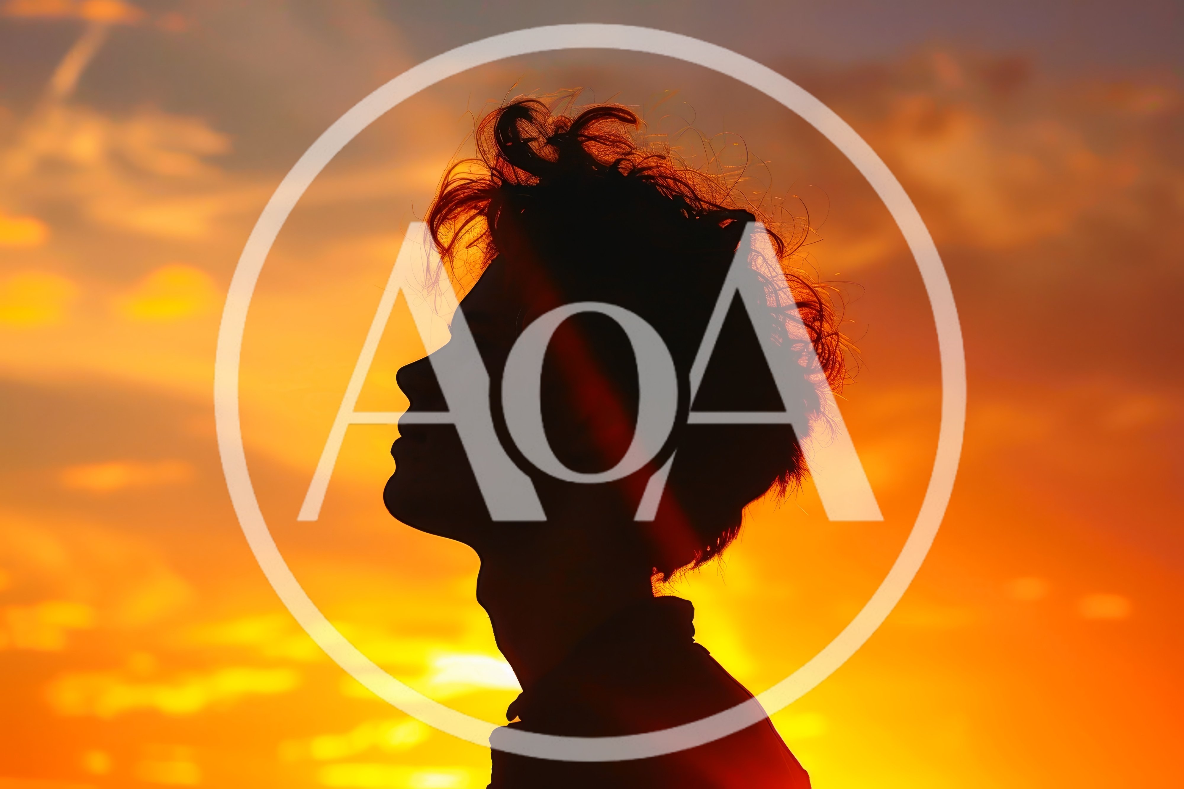 Silhouette Of A Young Man Against A Sunset Sky