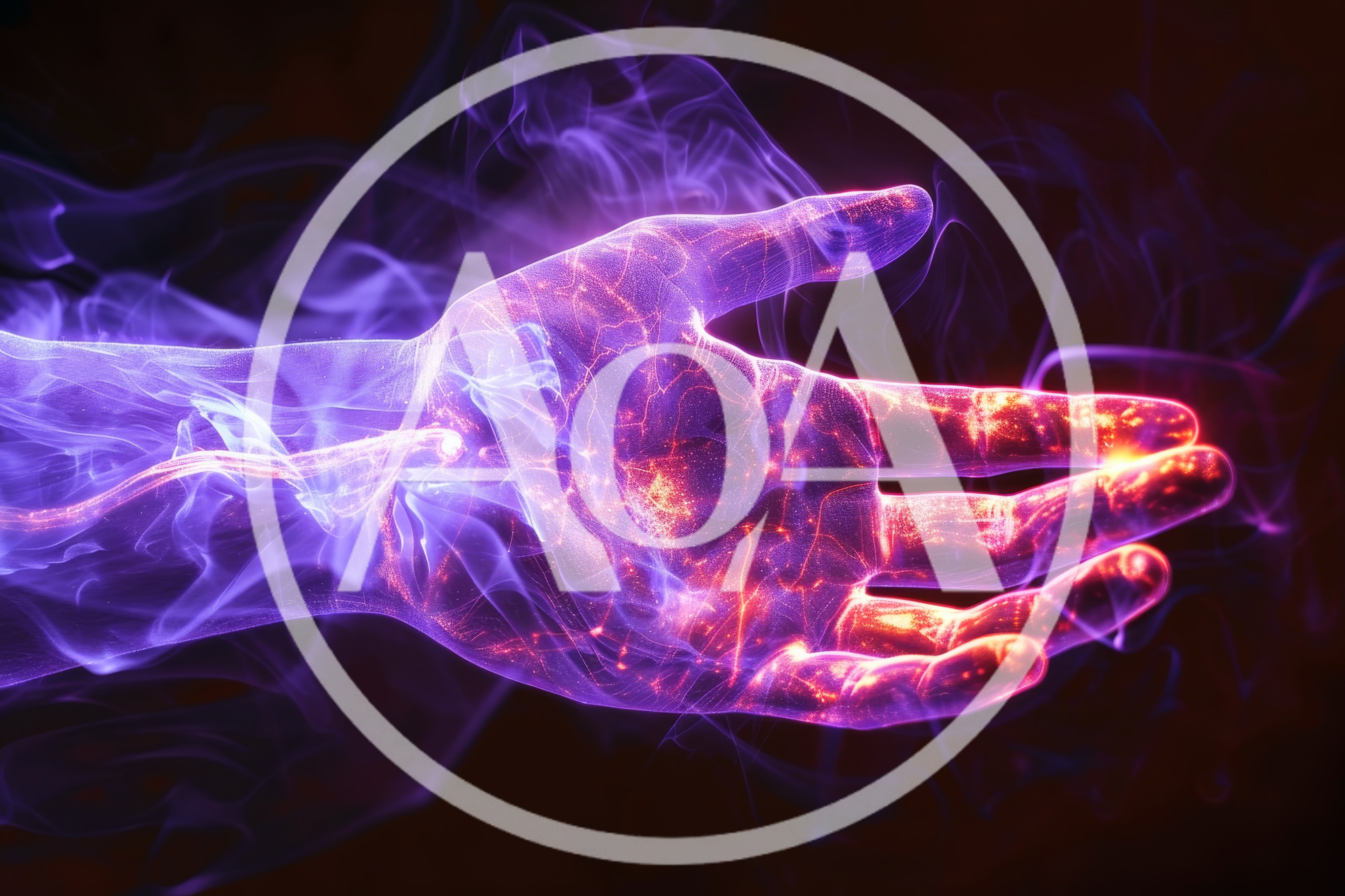 Ethereal Human Hand Made Of Glowing Energy And Smoke