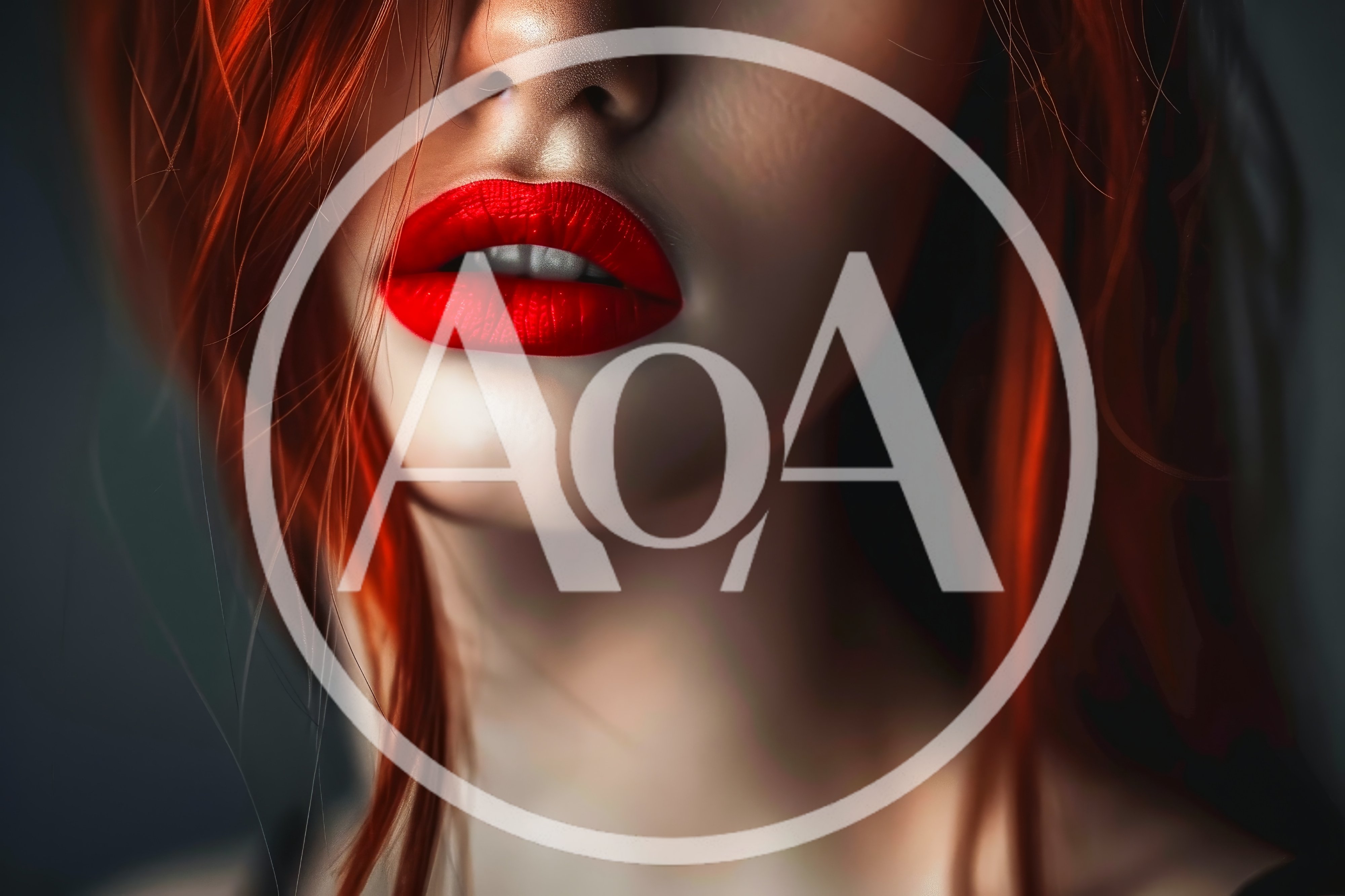 Close Up Of Woman With Red Lips And Hair