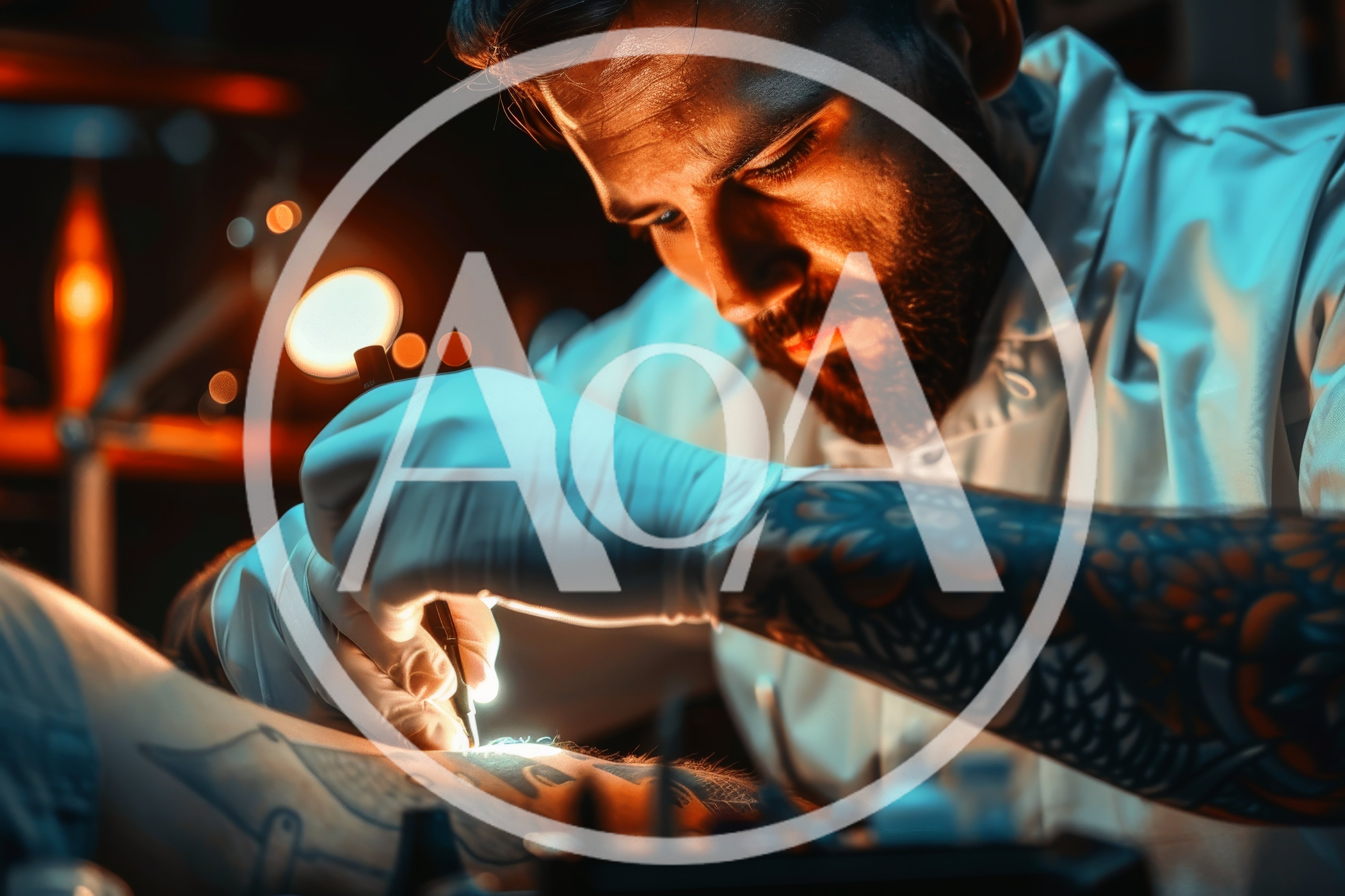 Tattoo Artist Working On A Client In A Studio