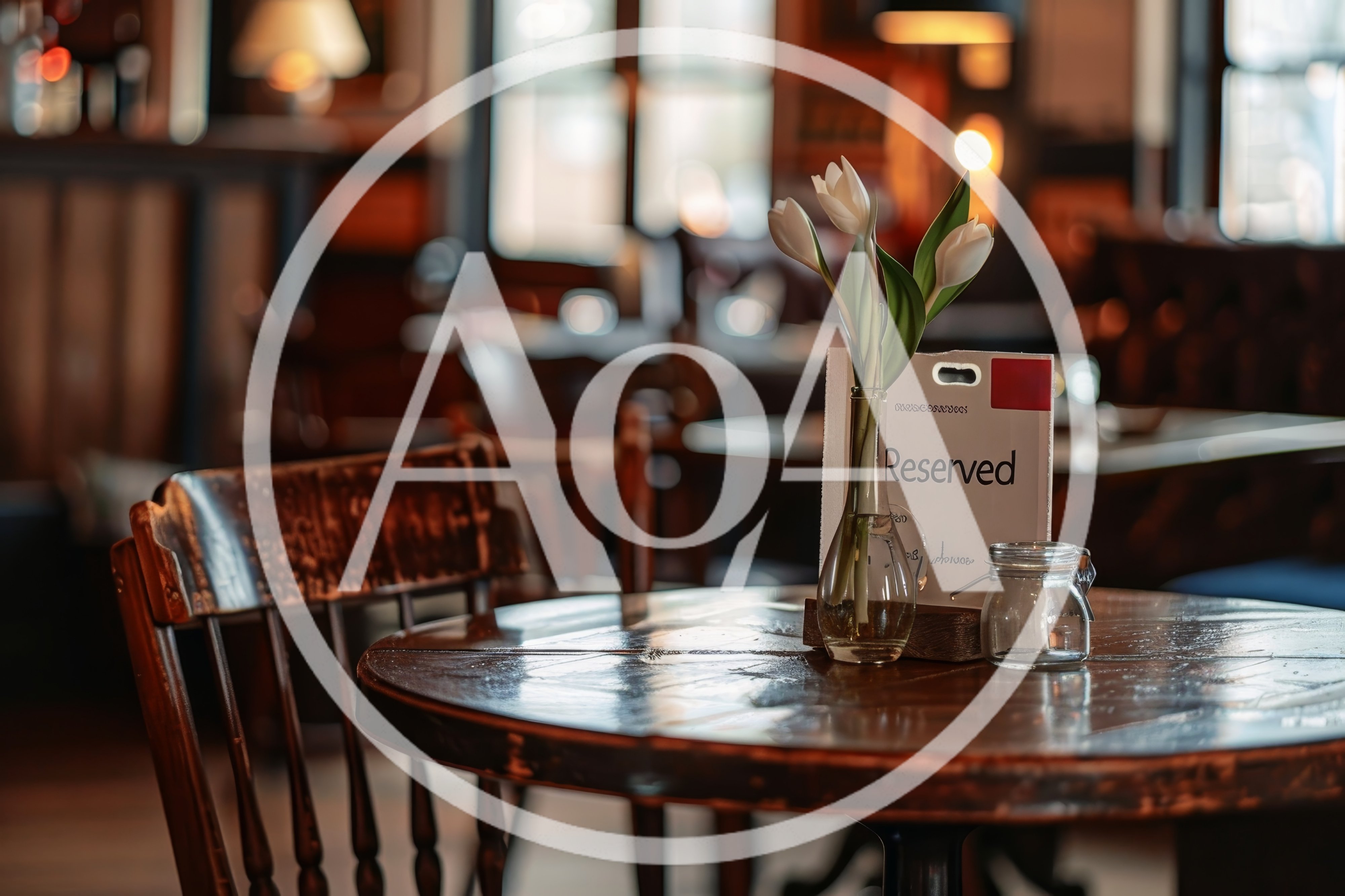 Reserved Table With Flowers In A Cozy Pub