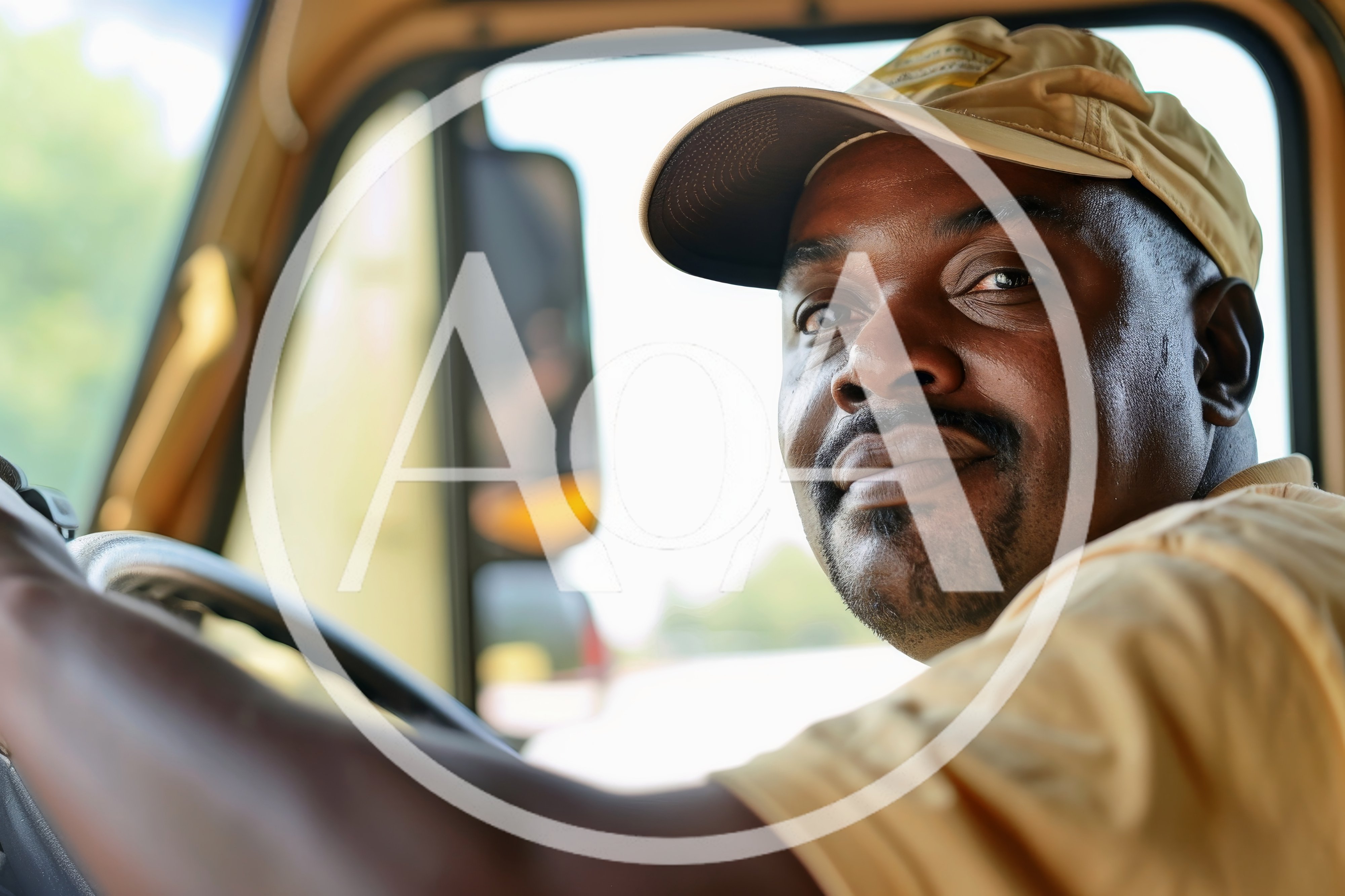 African American Truck Driver Looking At Camera