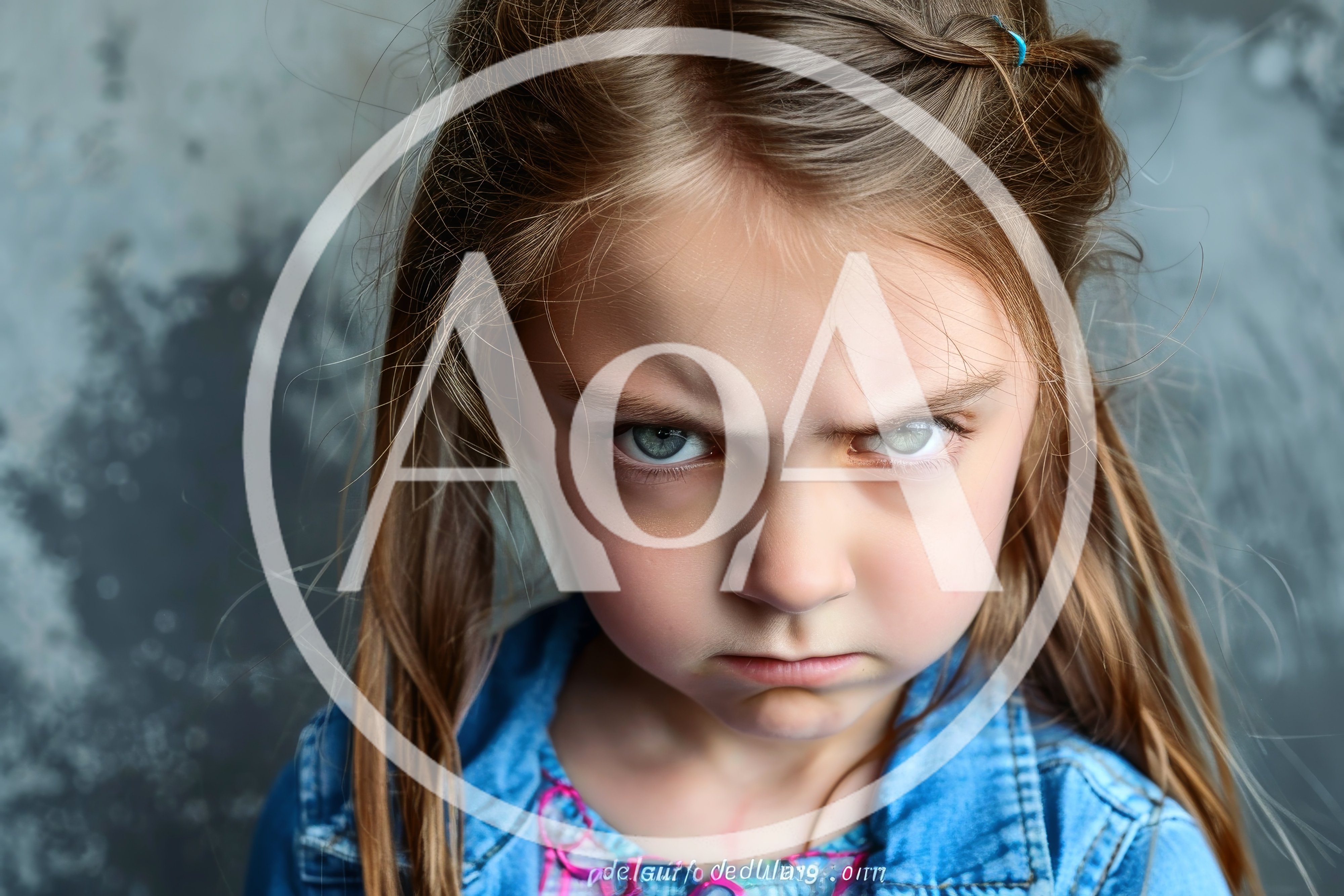 Portrait Of A Young Girl With An Angry Expression