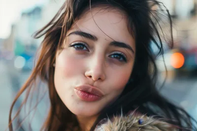 Young Woman Pouting Lips For A Selfie