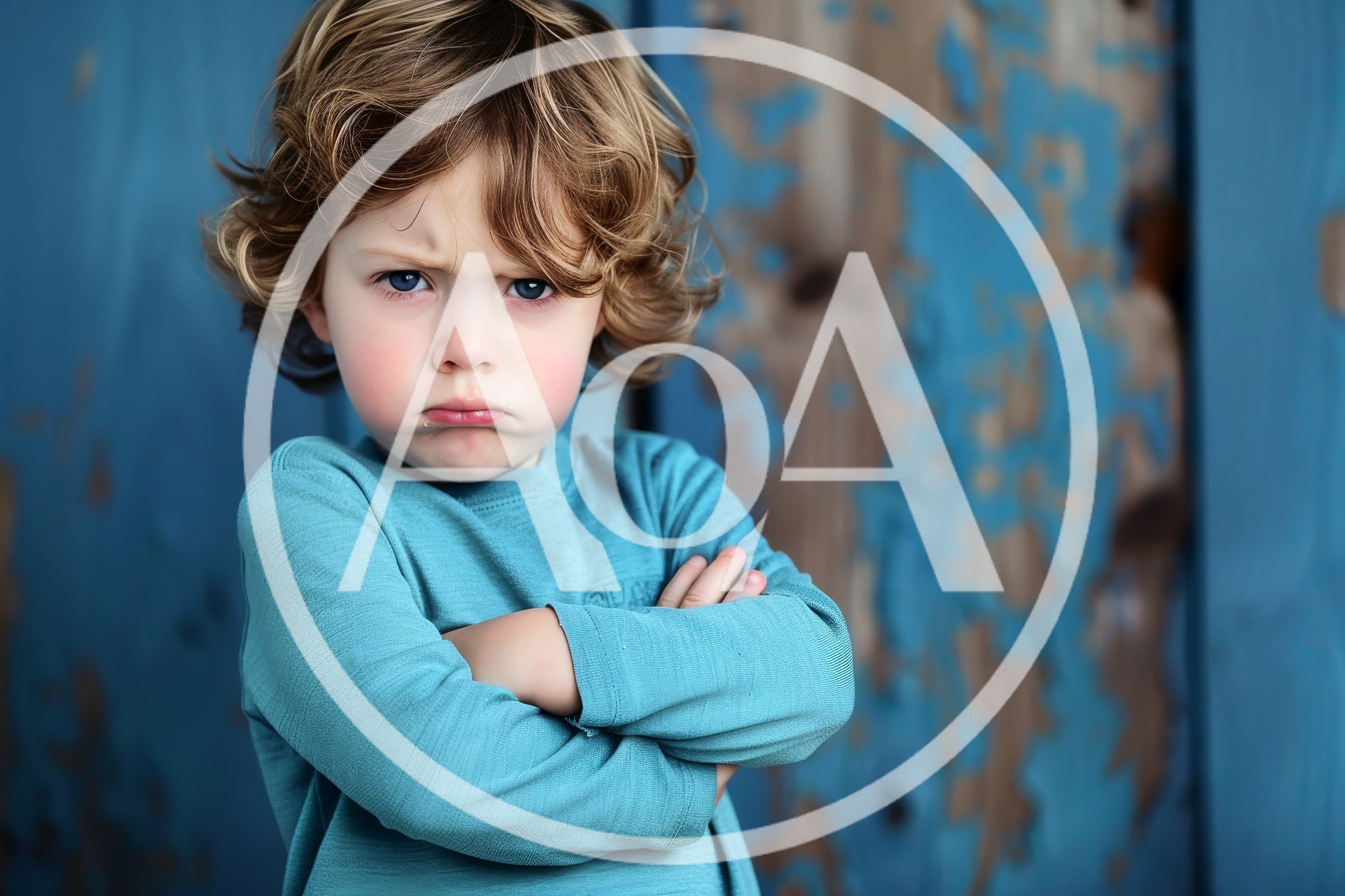 Portrait Of A Grumpy Toddler With Crossed Arms