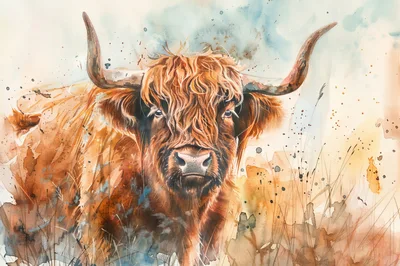 Watercolor Painting Of A Highland Cow