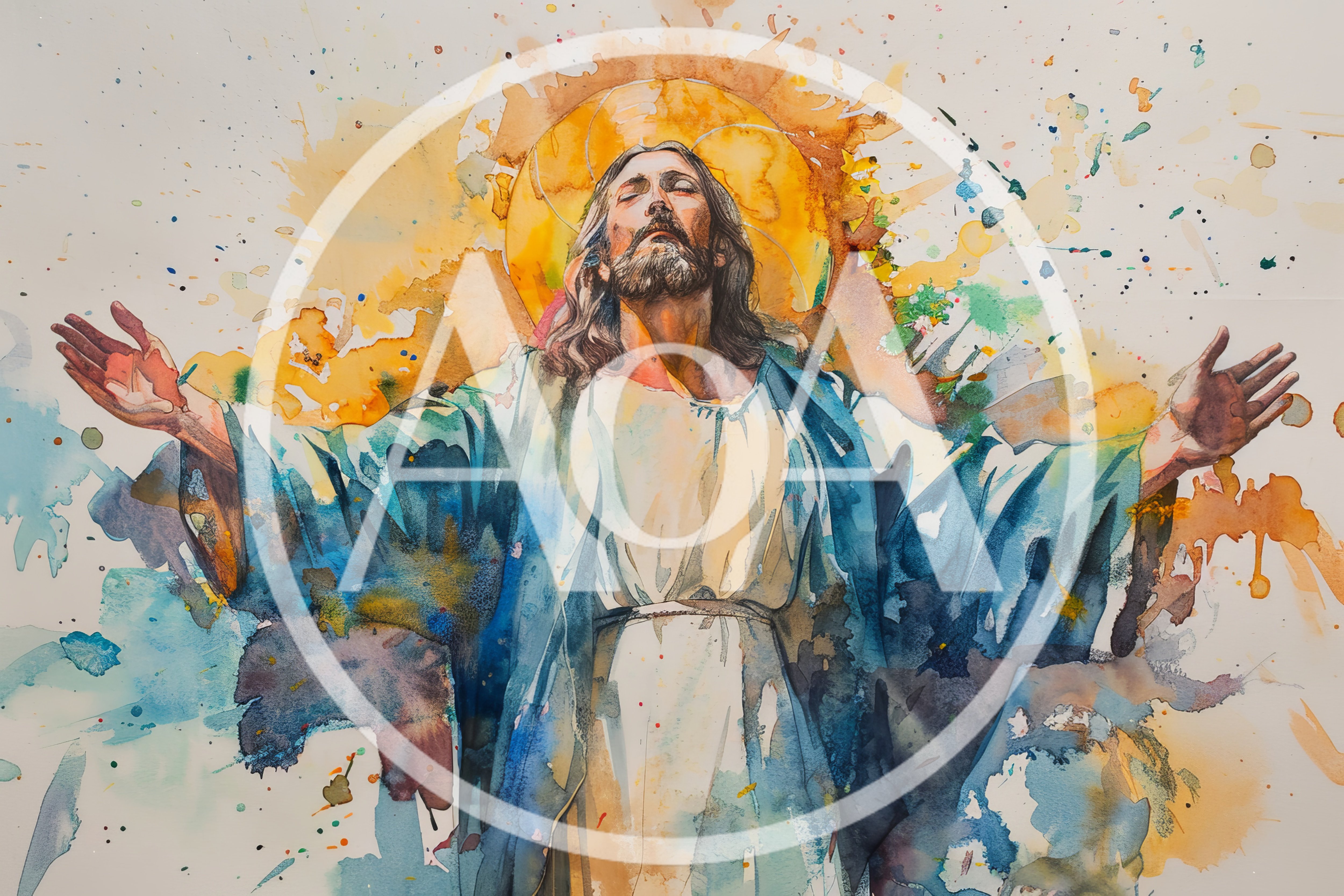 Watercolor Painting Of Jesus Christ With Open Arms