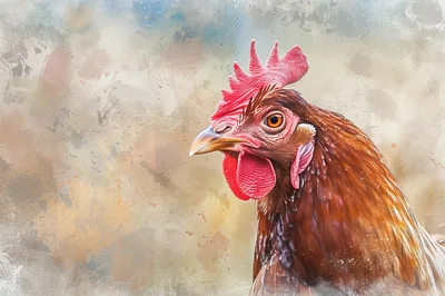 Close Up Portrait Of A Brown Chicken