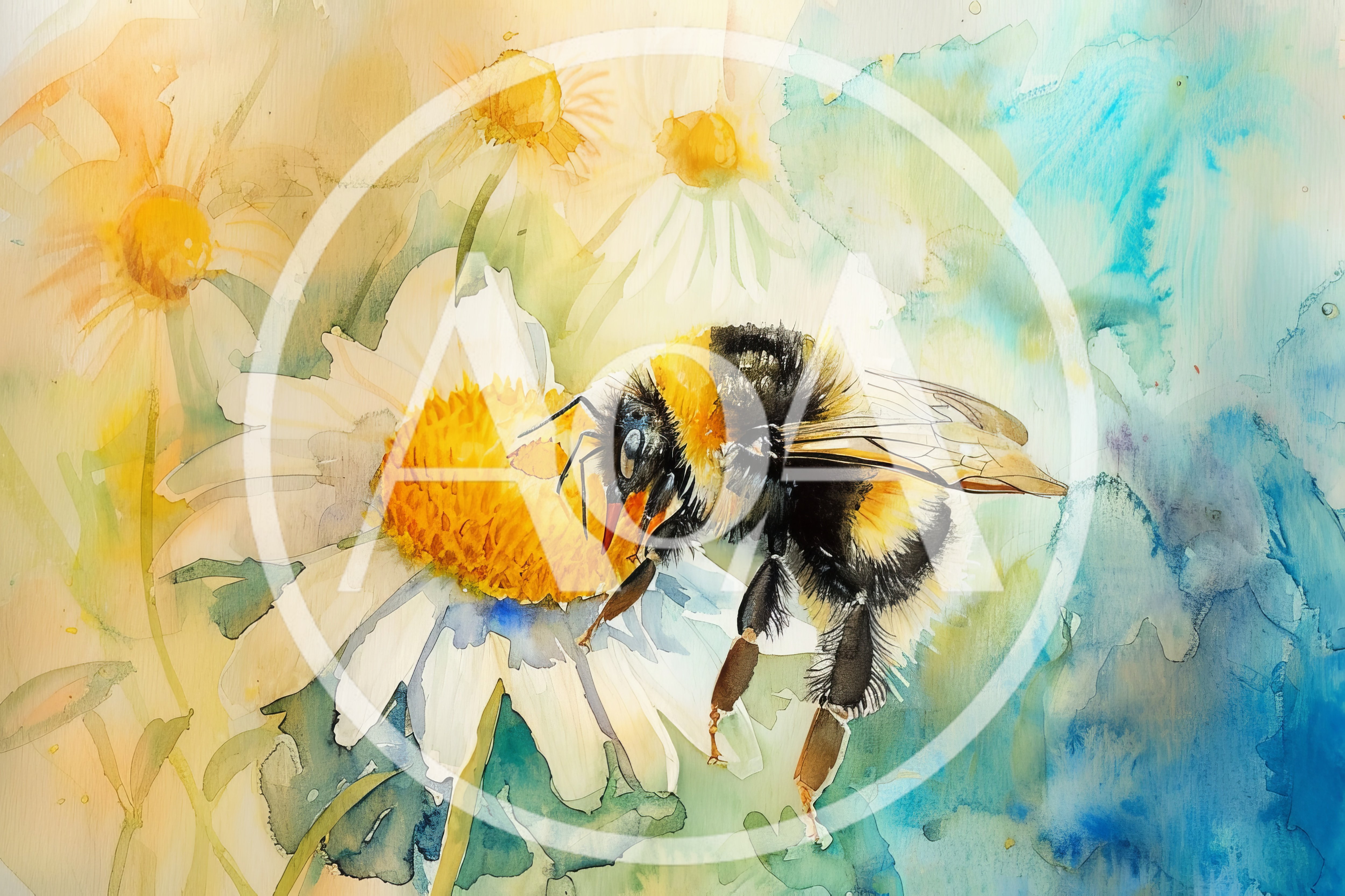 Bumblebee Pollinating A White Daisy Flower