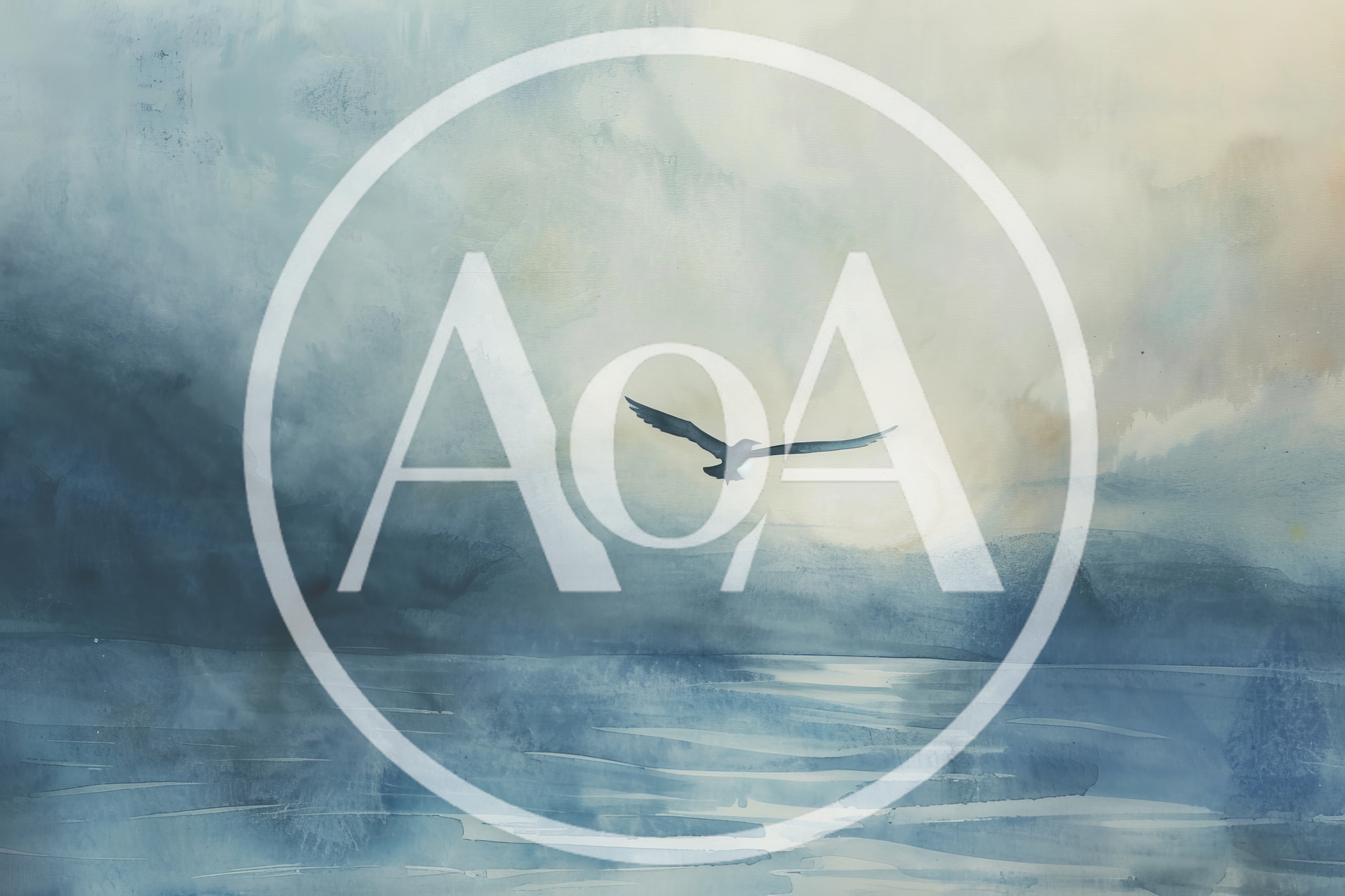 Watercolor Painting Of A Bird Flying Over Water