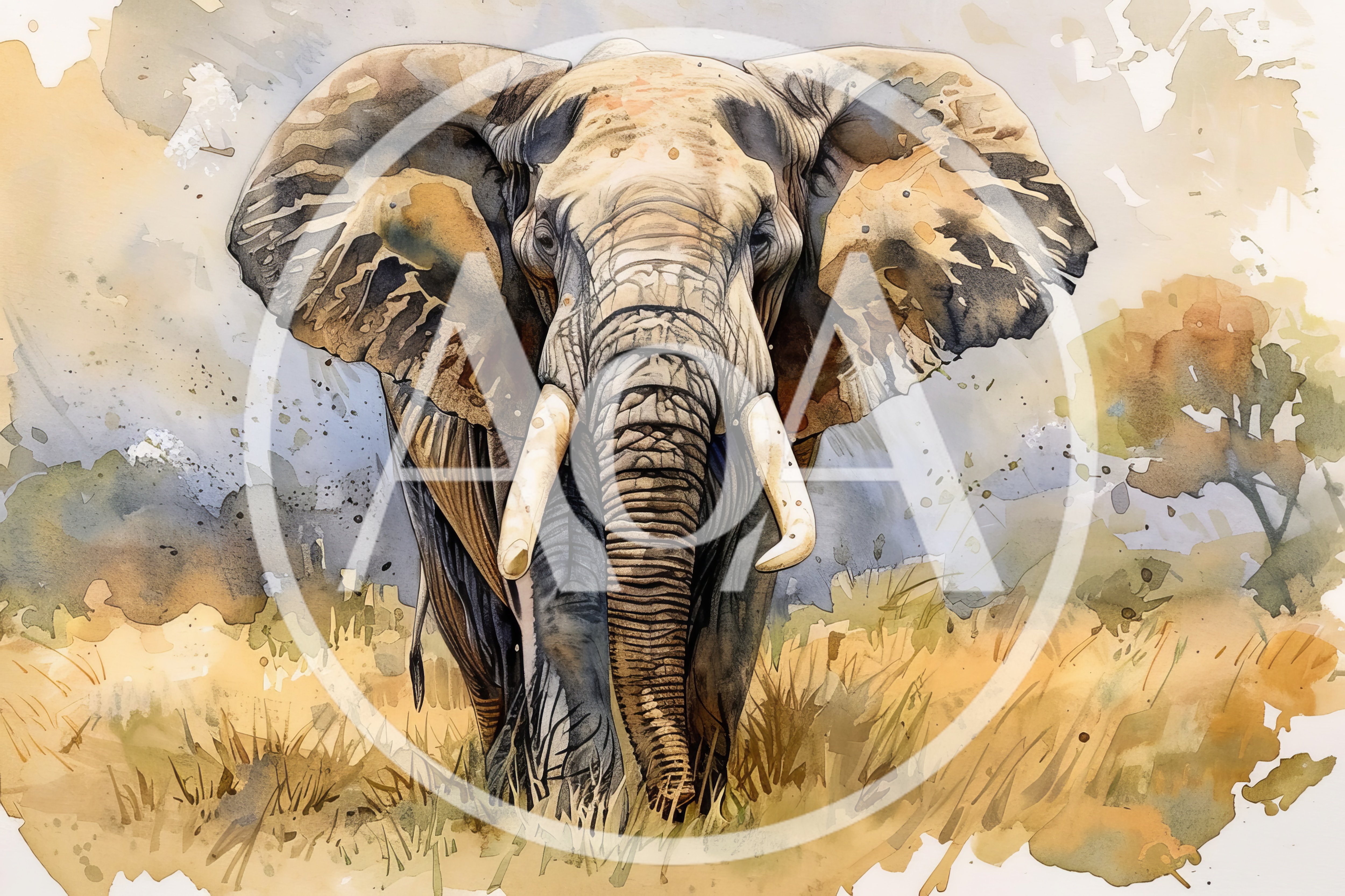 Watercolor Painting Of A Majestic African Elephant
