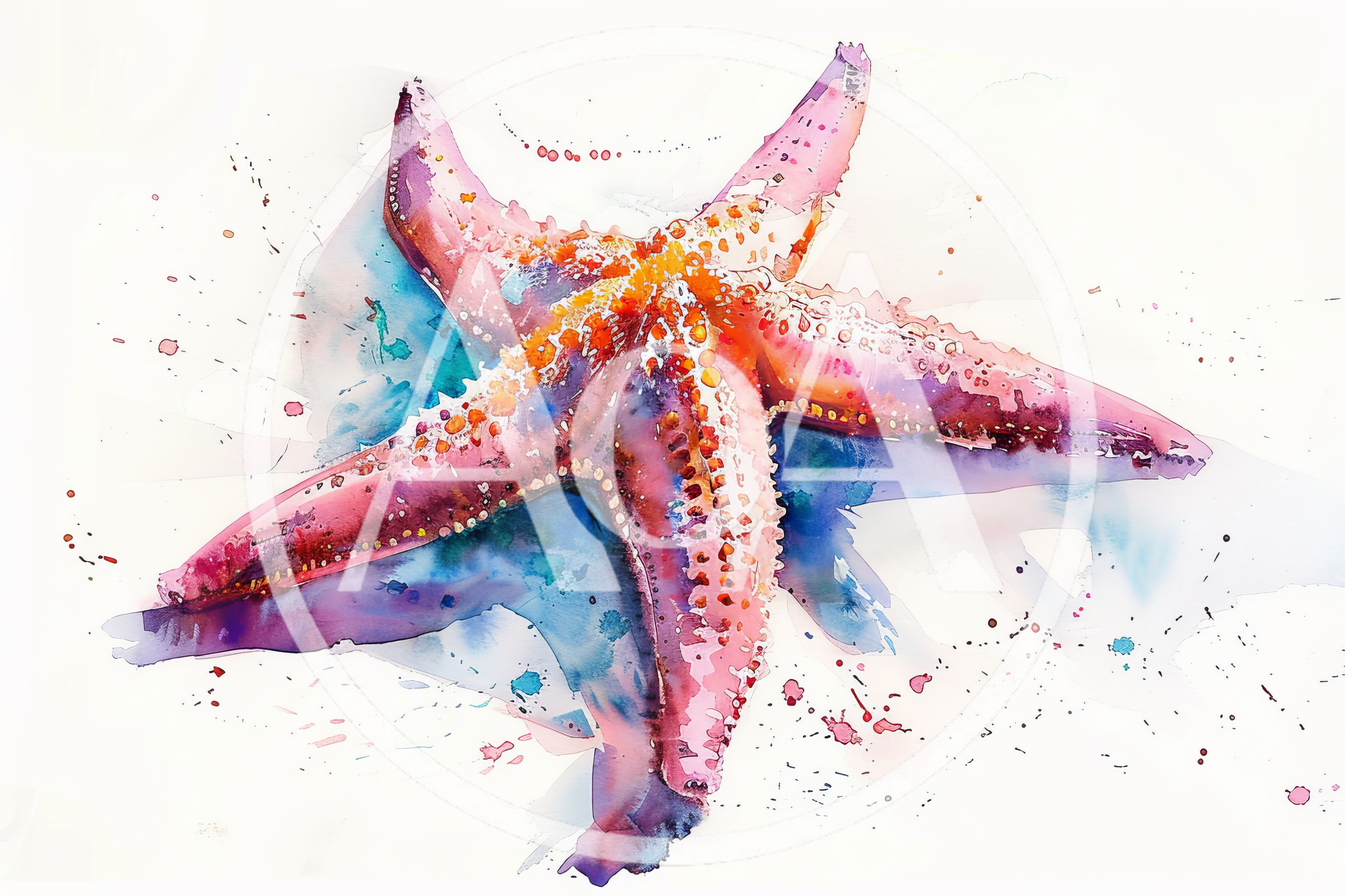 Watercolor Painting Of A Vibrant Starfish