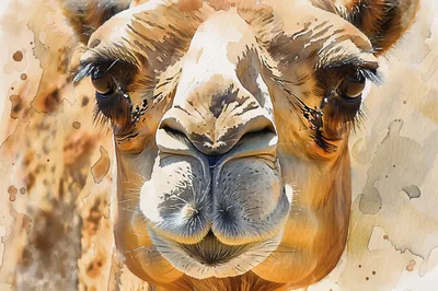 Close Up Portrait Of A Camel Face