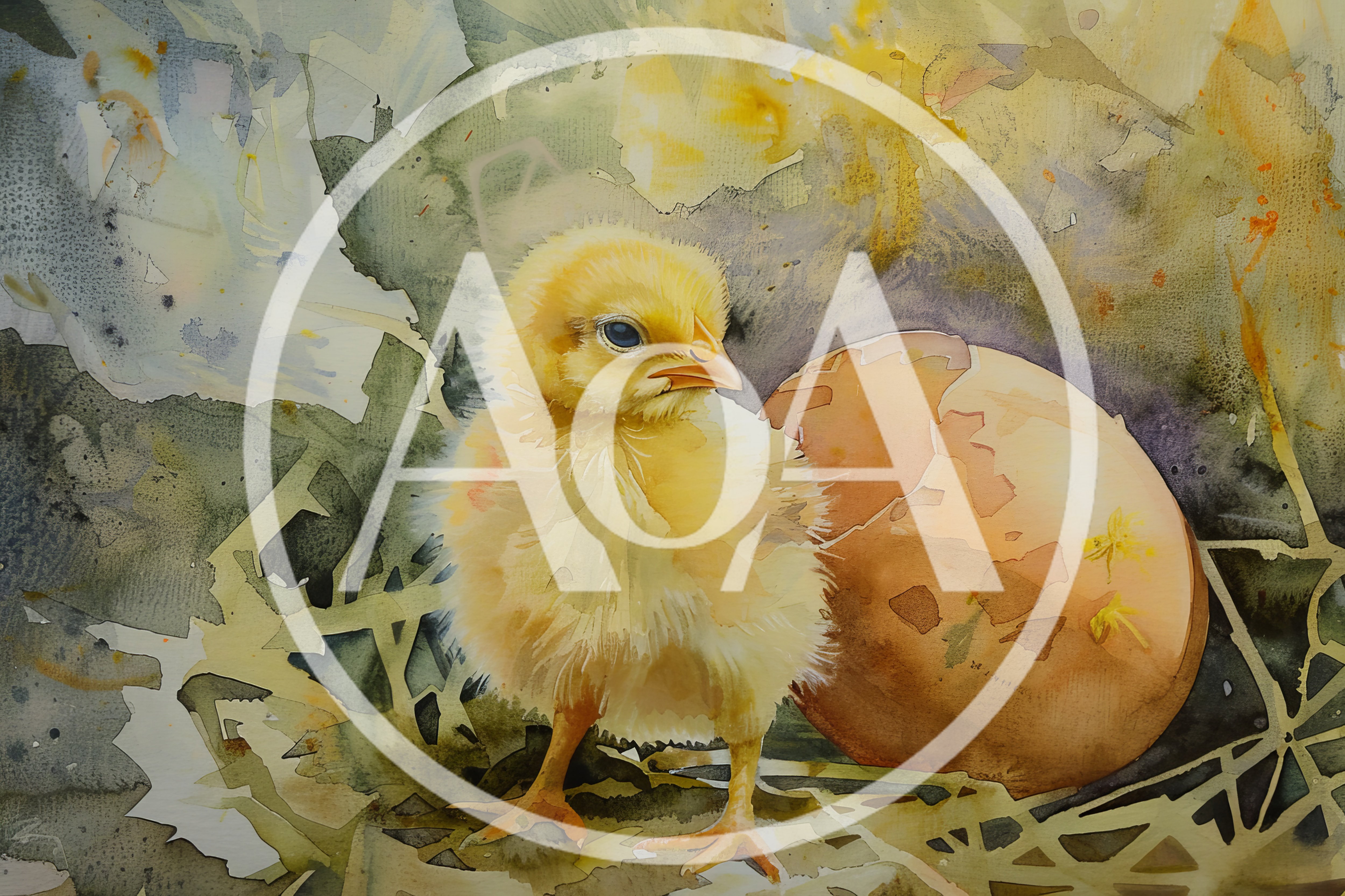Watercolor Painting Of A Newborn Chick And Eggshell