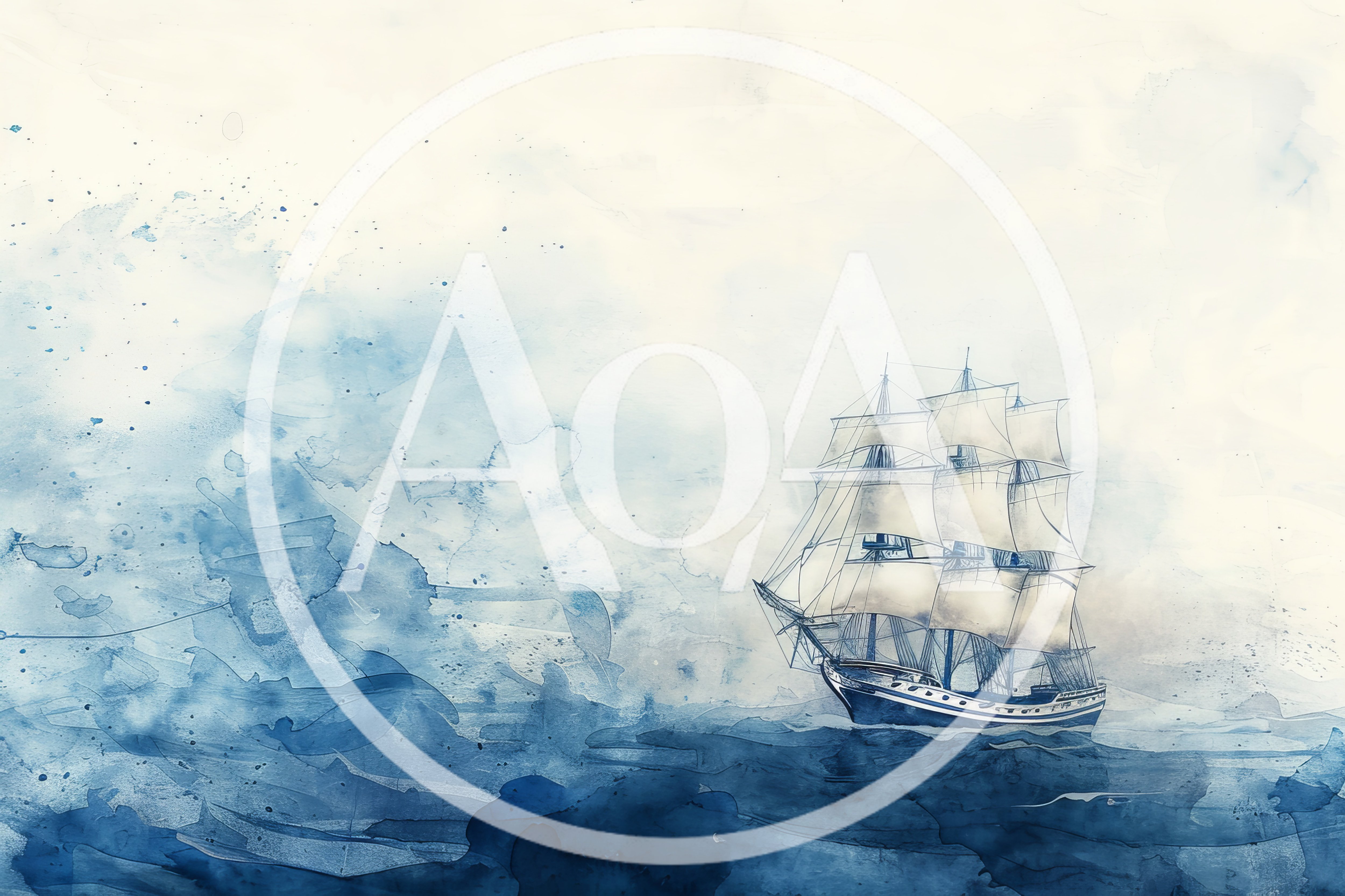 Watercolor Painting Of A Sailing Ship On Rough Seas