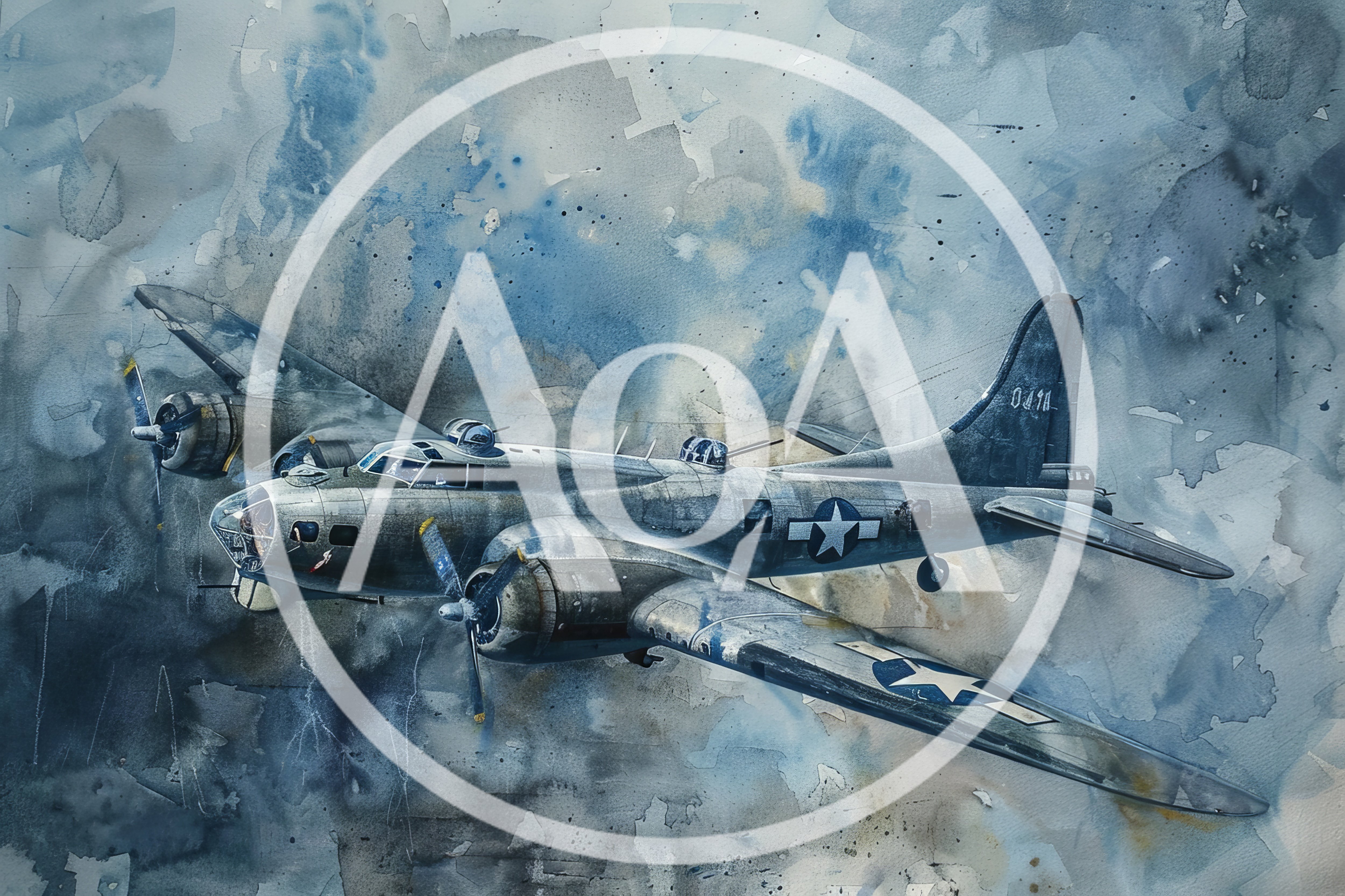 Watercolor Painting Of A B-17 Flying Fortress Bomber