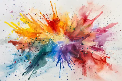 Abstract Watercolor Paint Explosion With Vibrant Colors