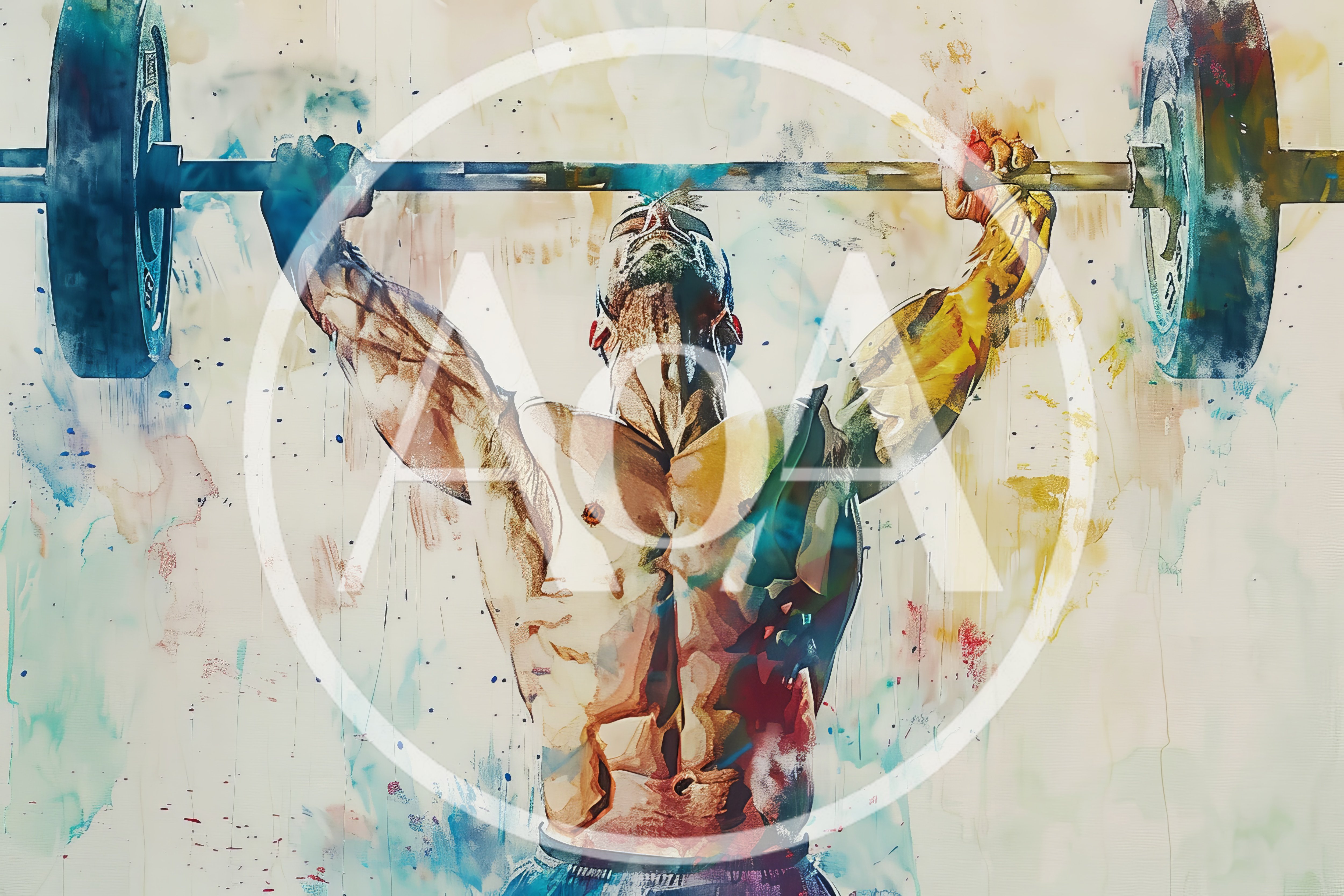 Muscular Athlete Performing Overhead Barbell Press