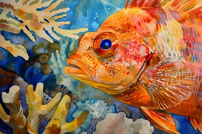 Vibrant Watercolor Painting Of A Tropical Fish