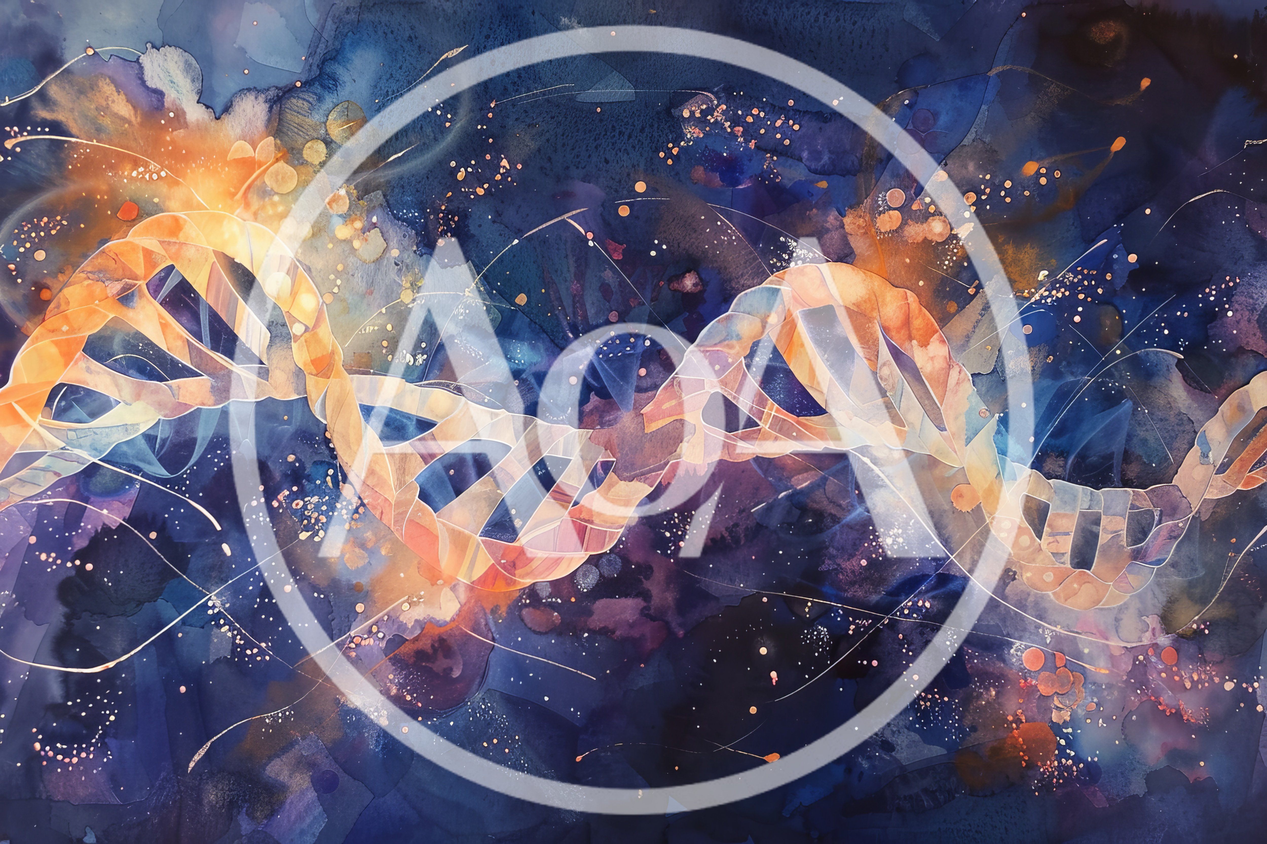 Abstract DNA Double Helix Watercolor Illustration