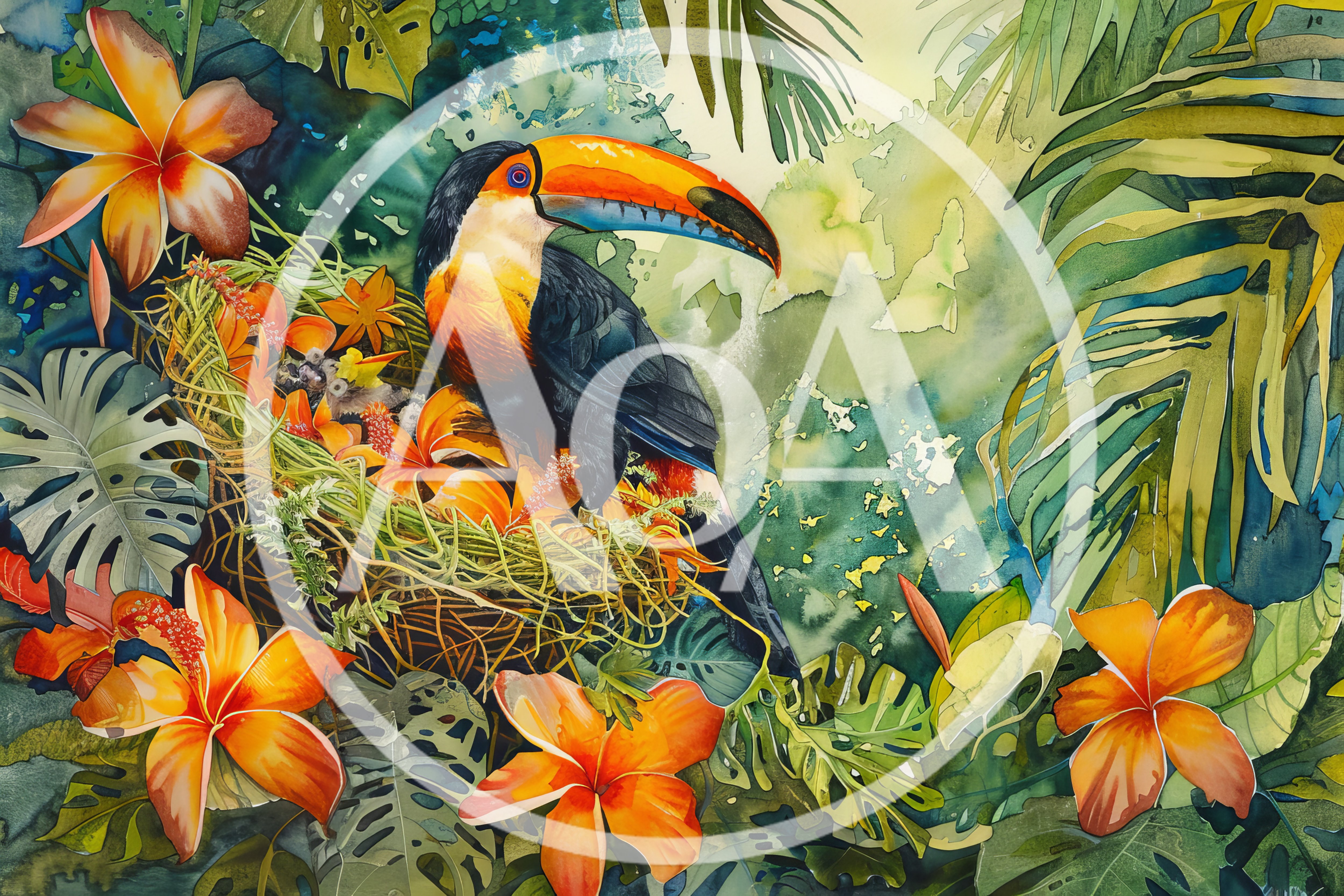 Toco Toucan Perched In Tropical Jungle Nest