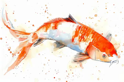 Watercolor Painting Of A Vibrant Koi Fish
