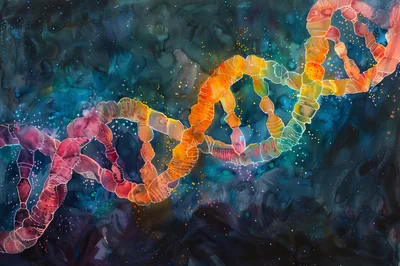 Abstract Artistic Representation Of A DNA Double Helix