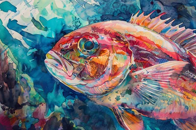 Abstract Watercolor Painting Of A Vibrant Tropical Fish