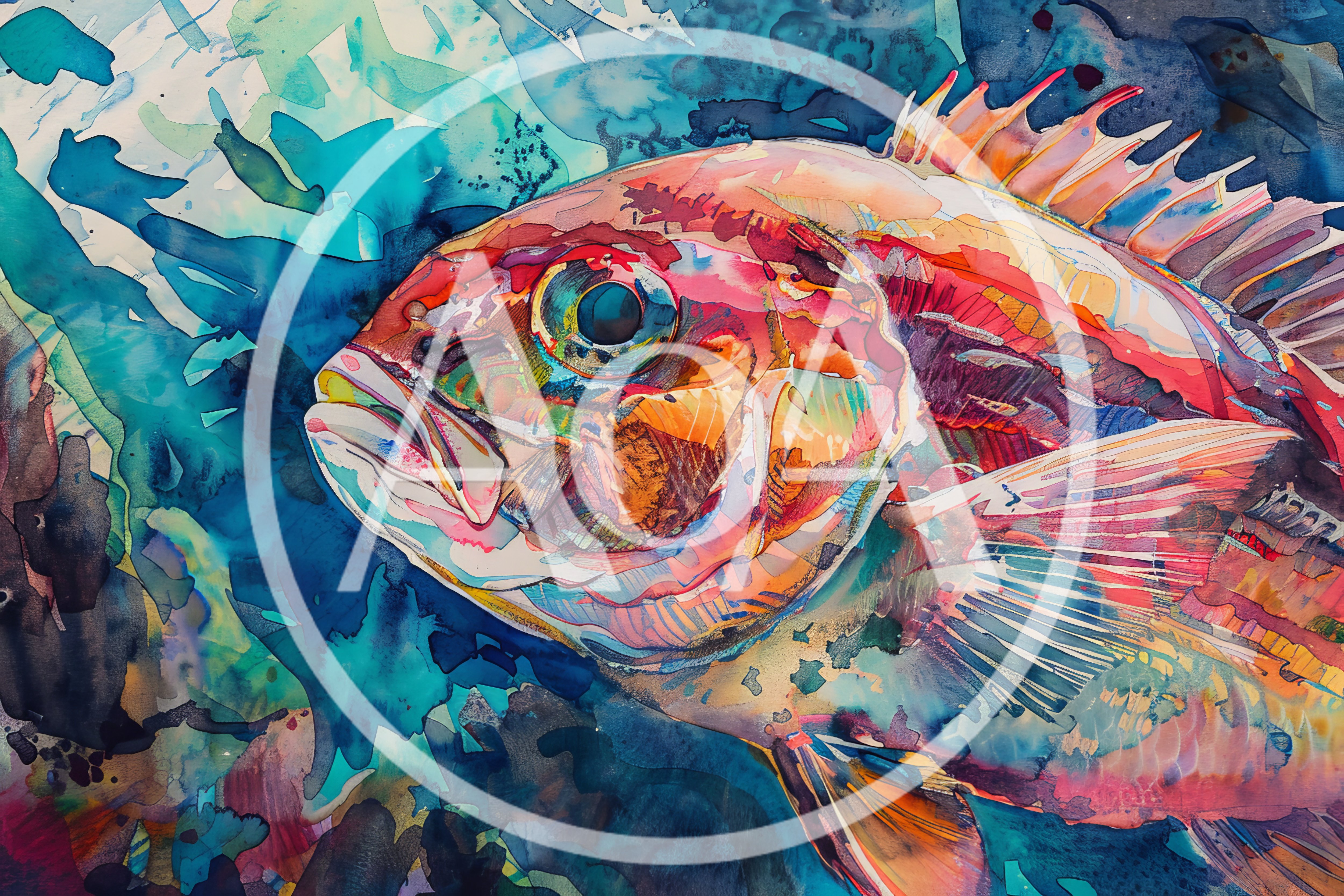 Abstract Watercolor Painting Of A Vibrant Tropical Fish