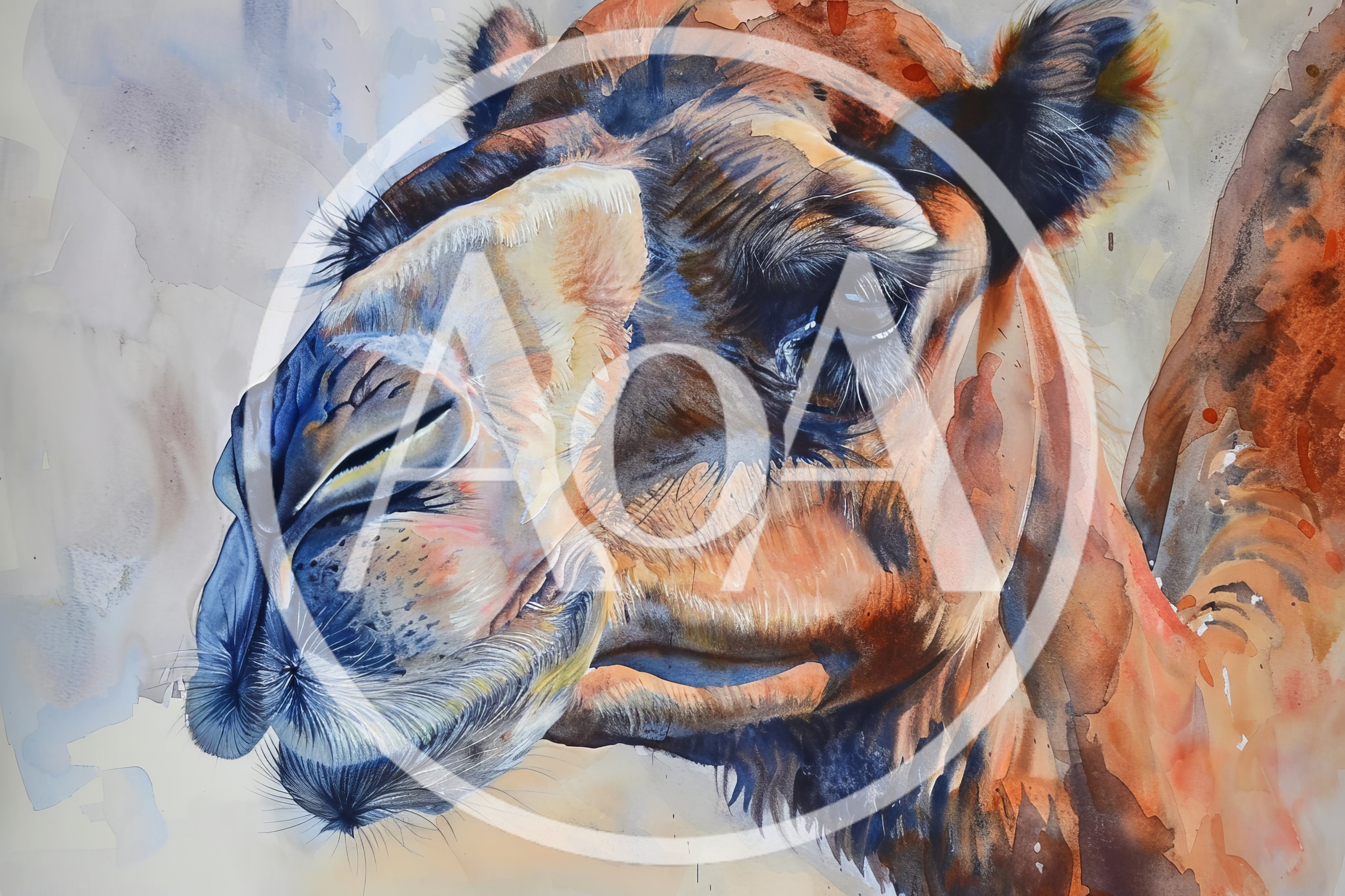 Watercolor Portrait Of A Camel