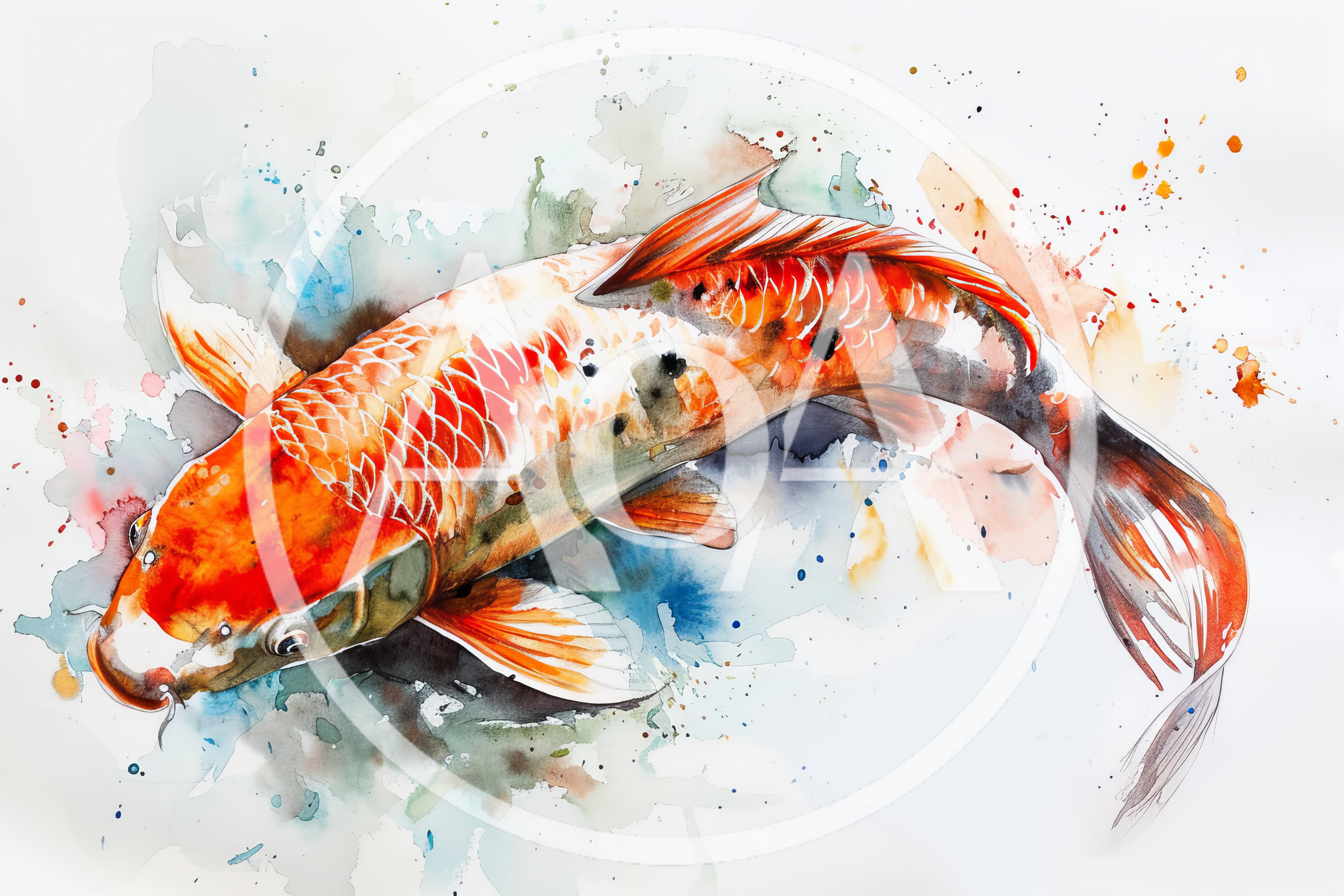 Watercolor Painting Of A Vibrant Koi Fish