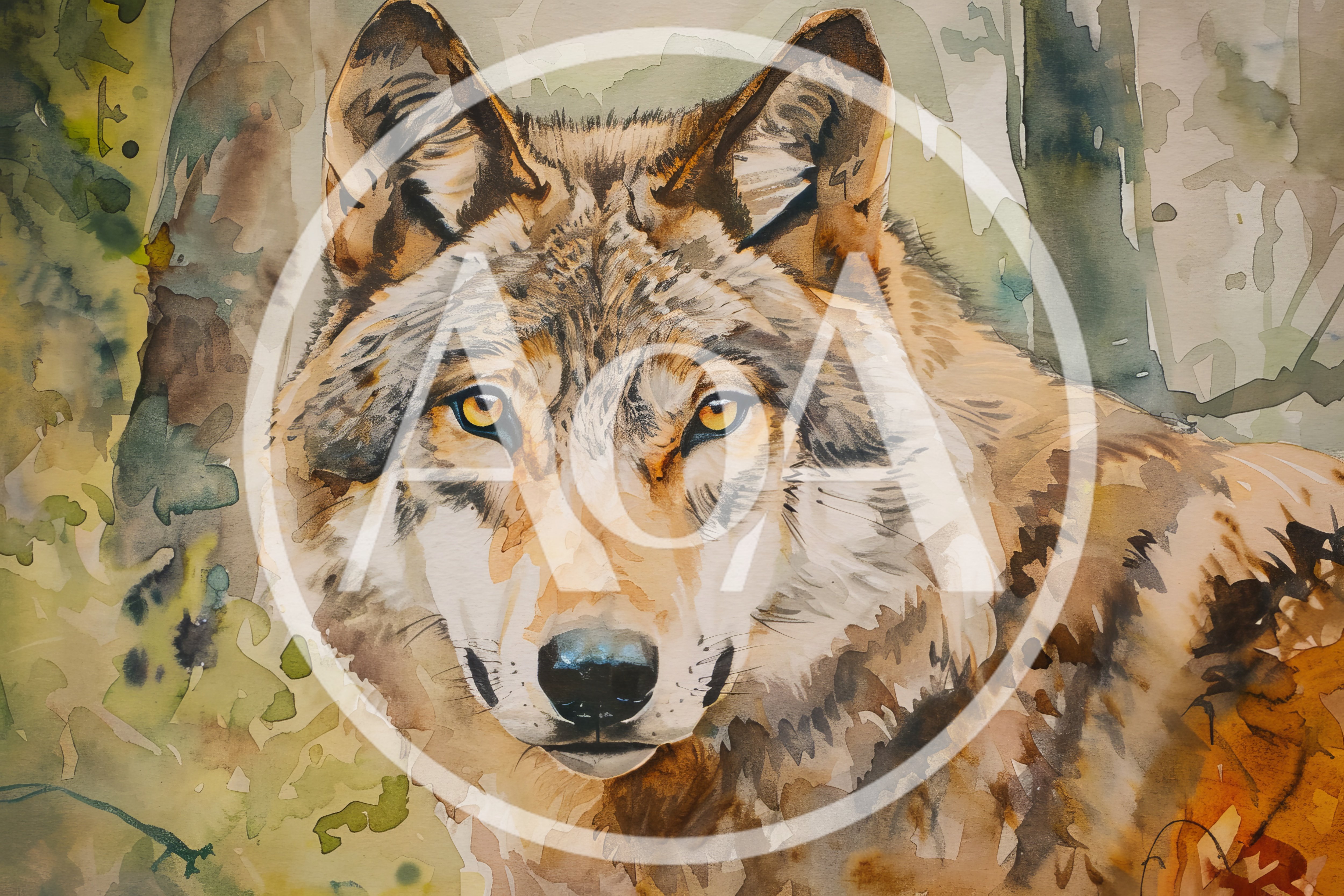 Watercolor Painting Of A Majestic Wolf Portrait