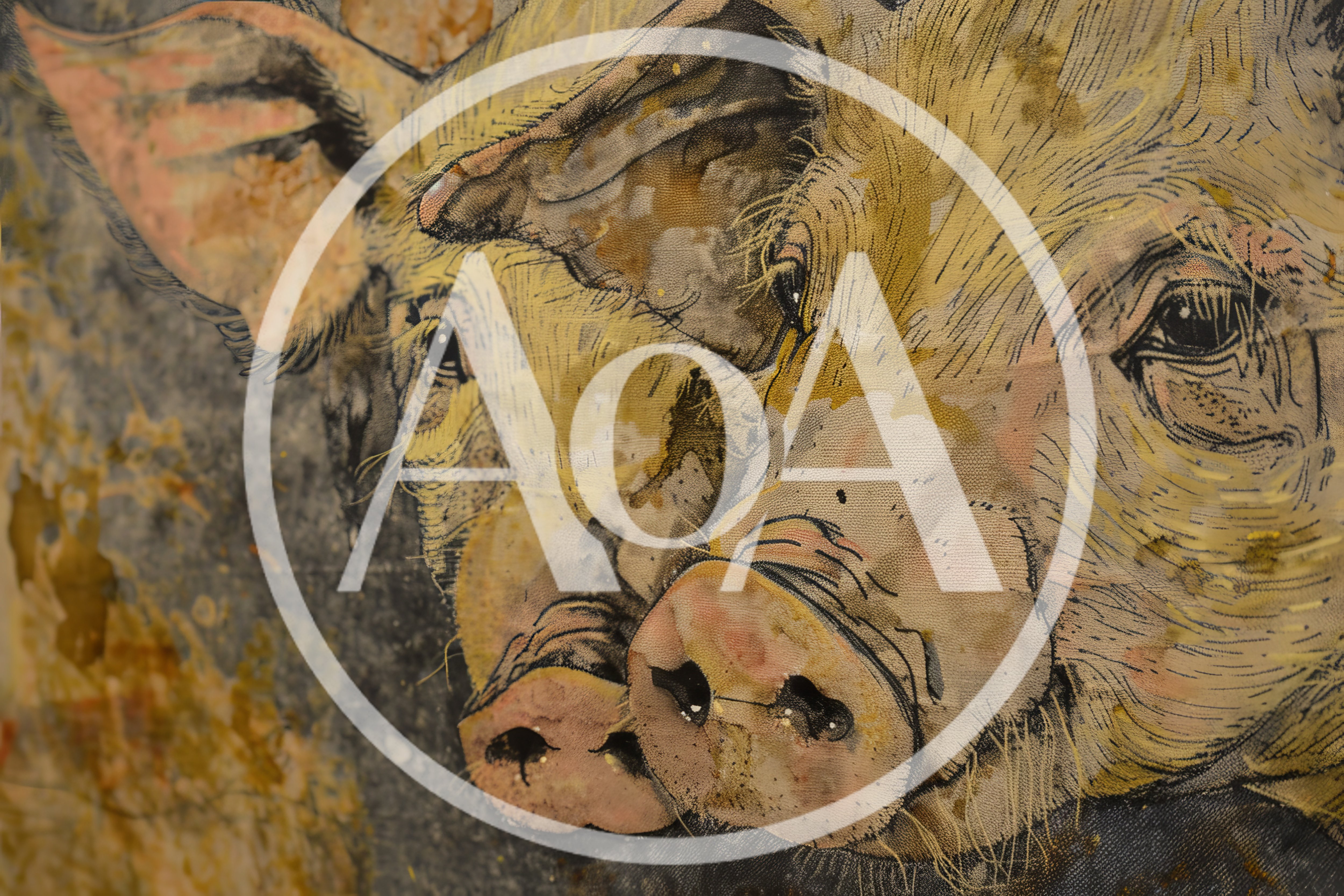 Artistic Illustration Of Two Pigs Close Up