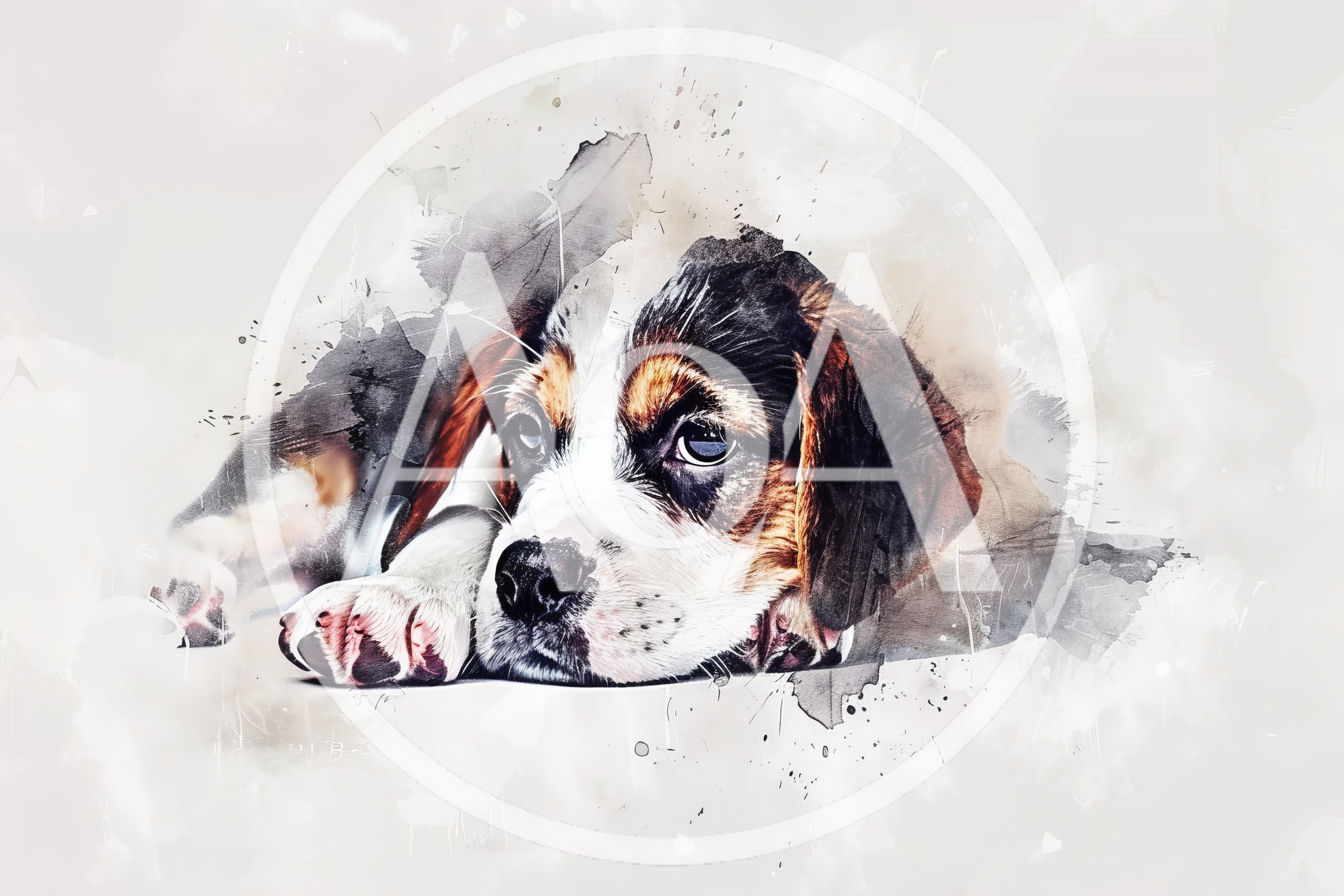 Watercolor Illustration Of A Cute Beagle Puppy
