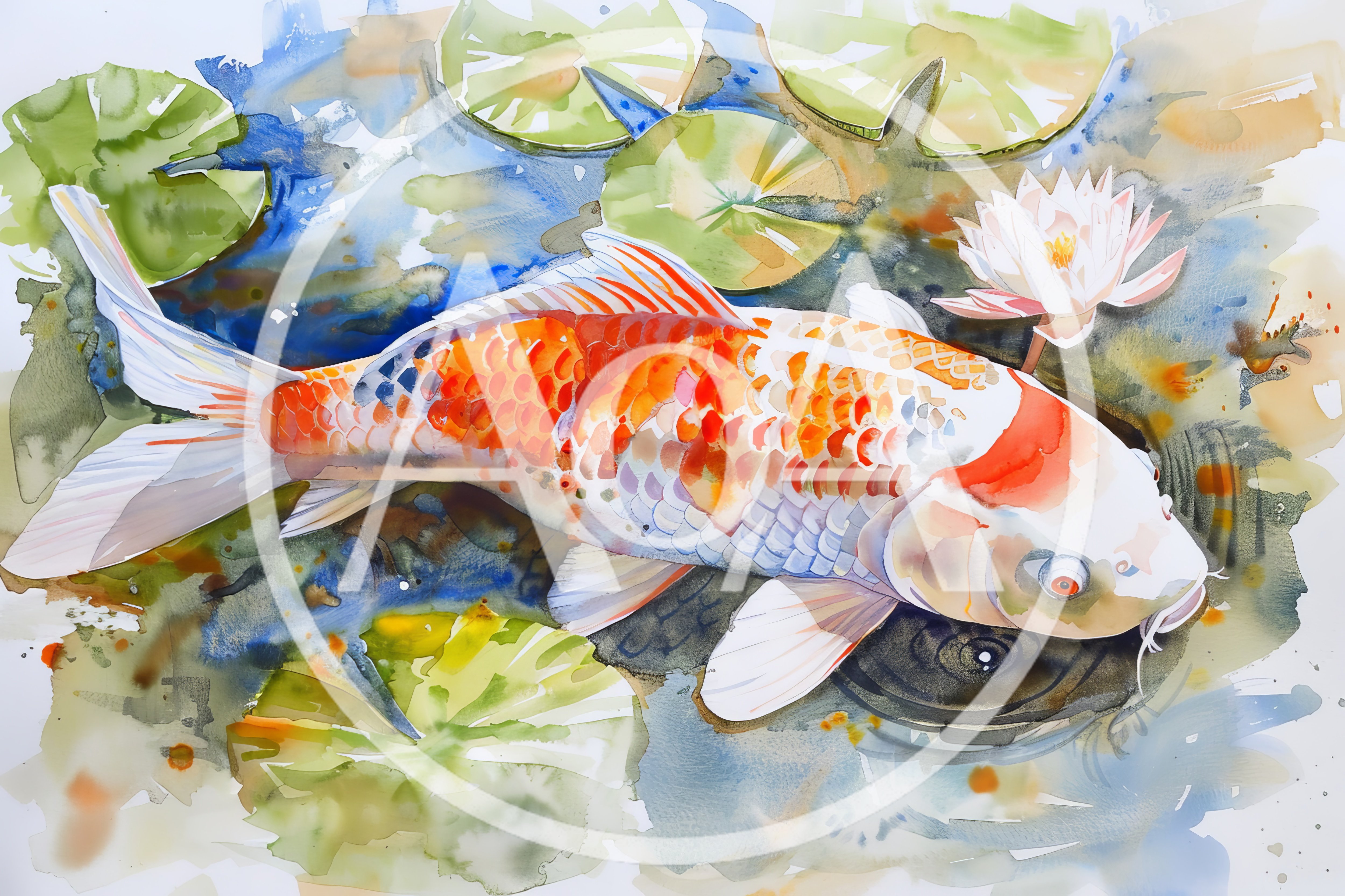 Watercolor Painting Of A Vibrant Koi Fish