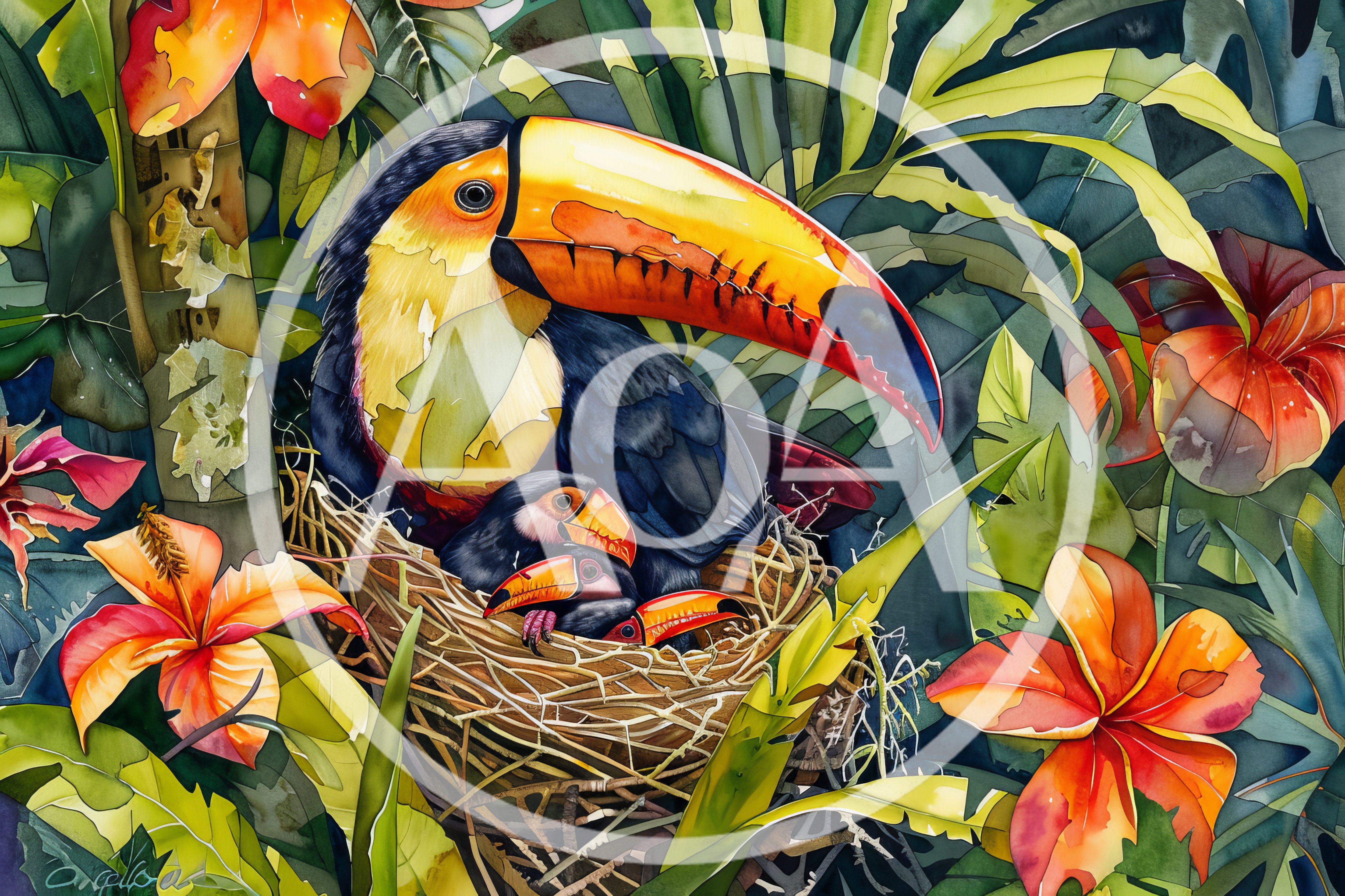 Toco Toucan Mother Caring For Chicks In Nest