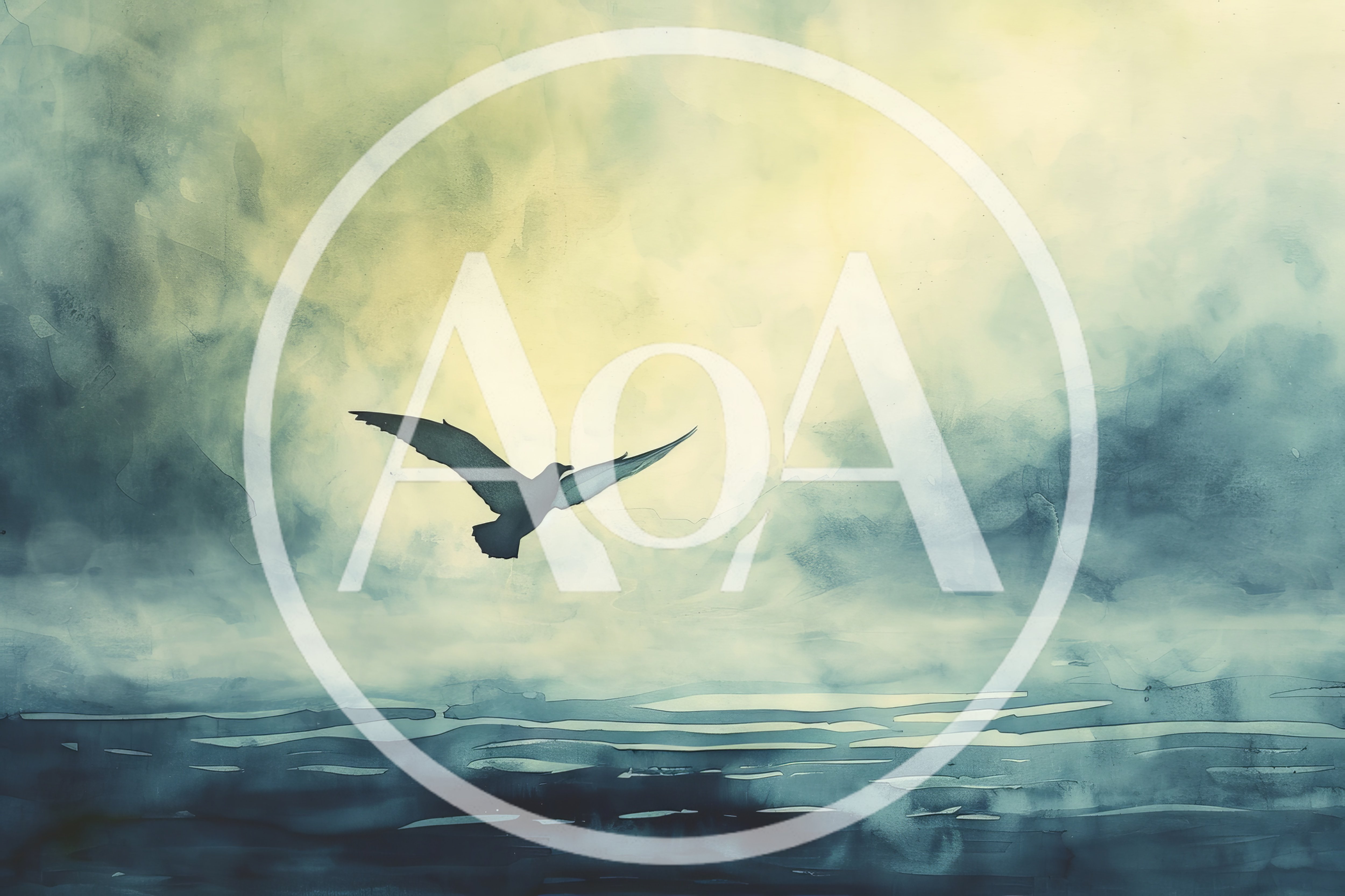 Seagull Flying Over A Misty Ocean At Dawn