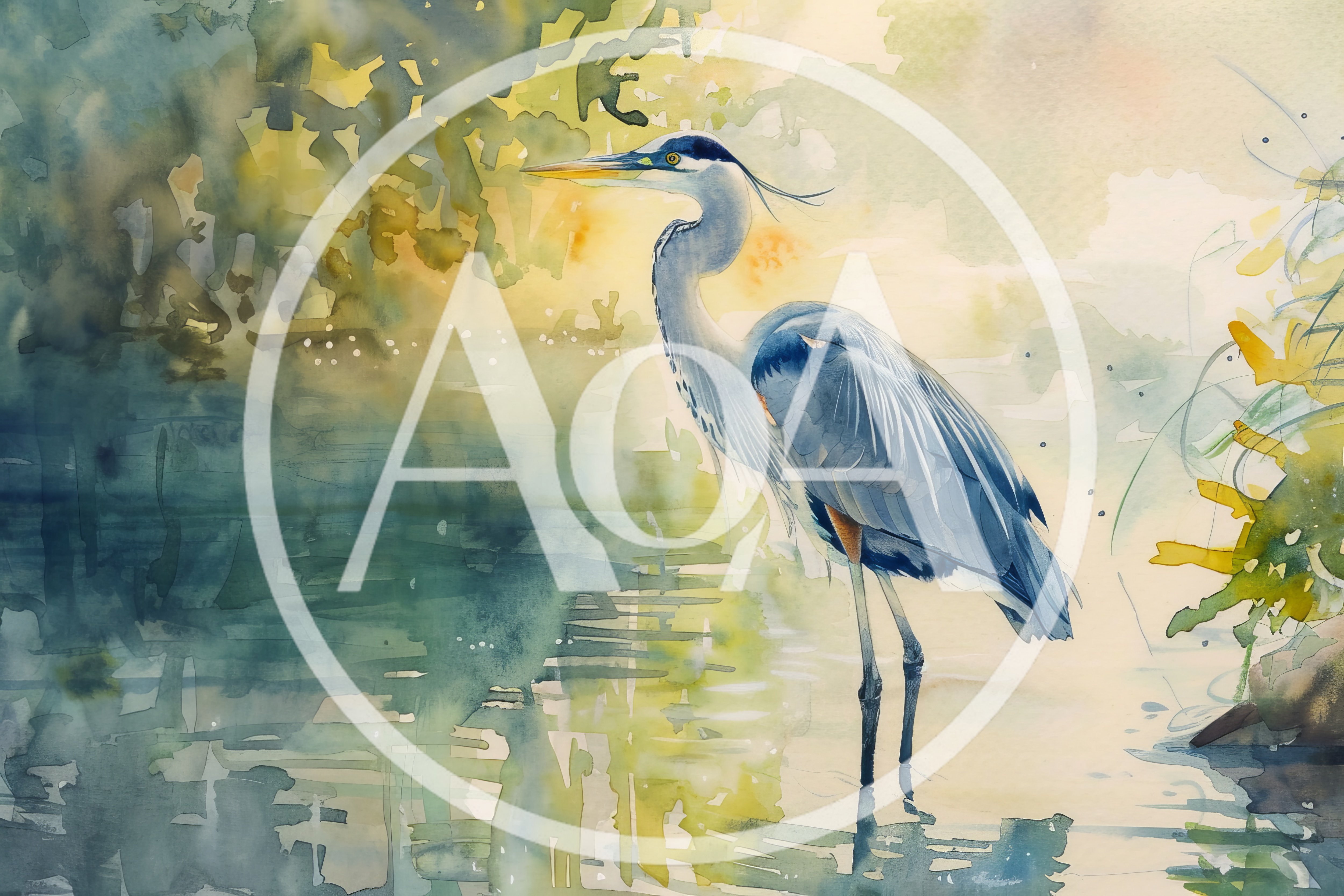 Watercolor Painting Of A Great Blue Heron