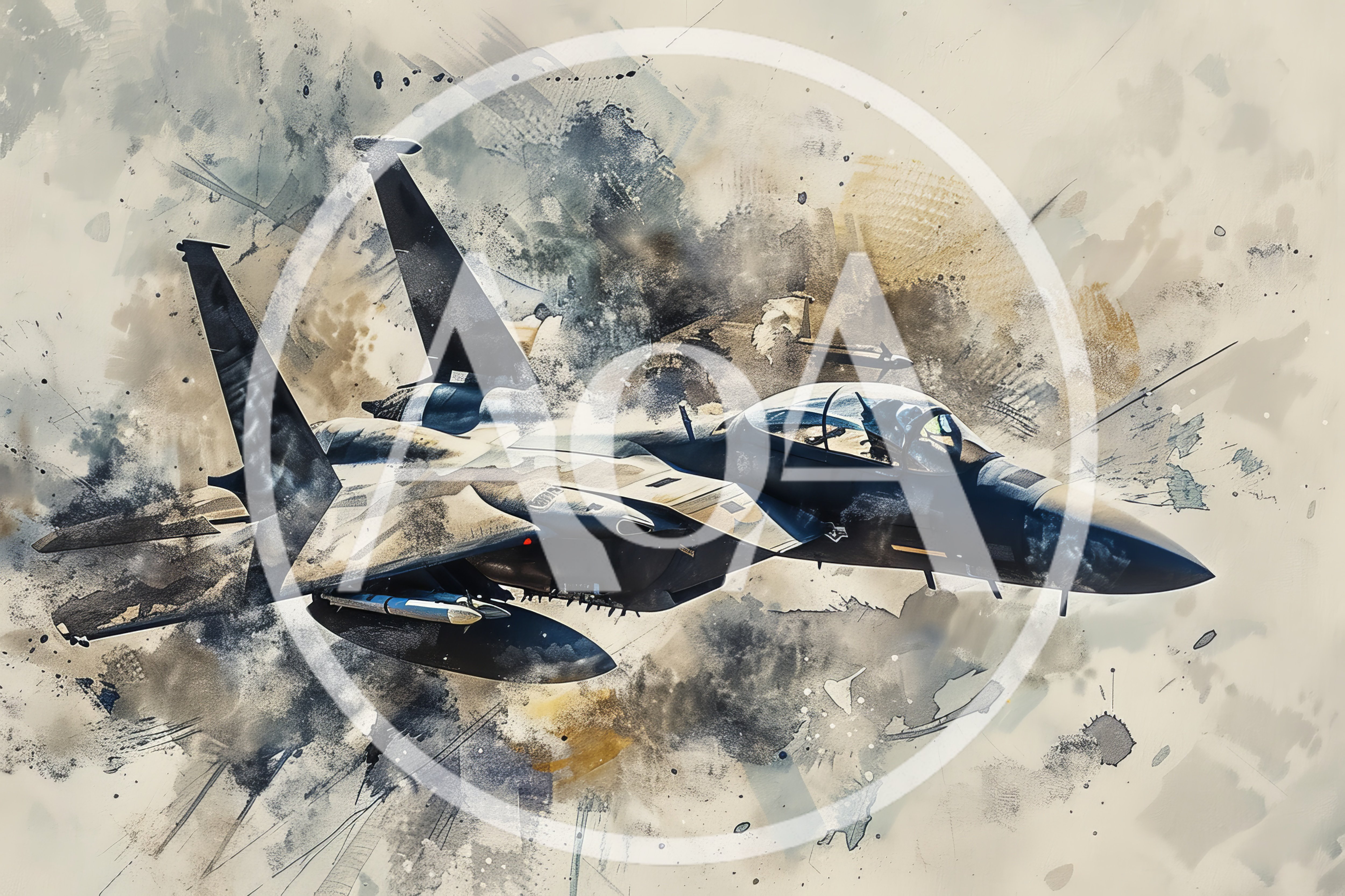 F-15 Eagle Fighter Jet In Artistic Watercolor Style