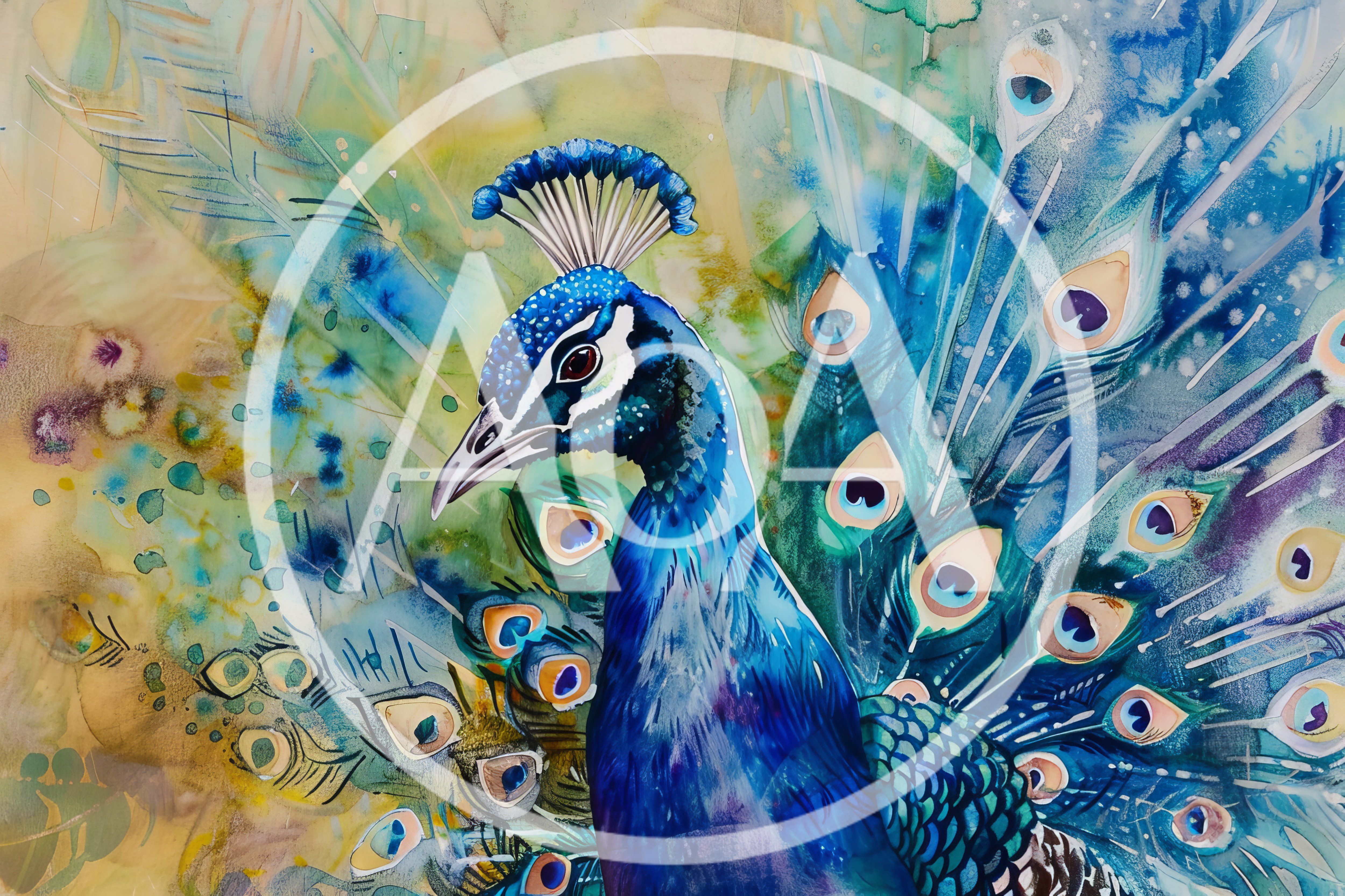 Watercolor Painting Of A Majestic Peacock
