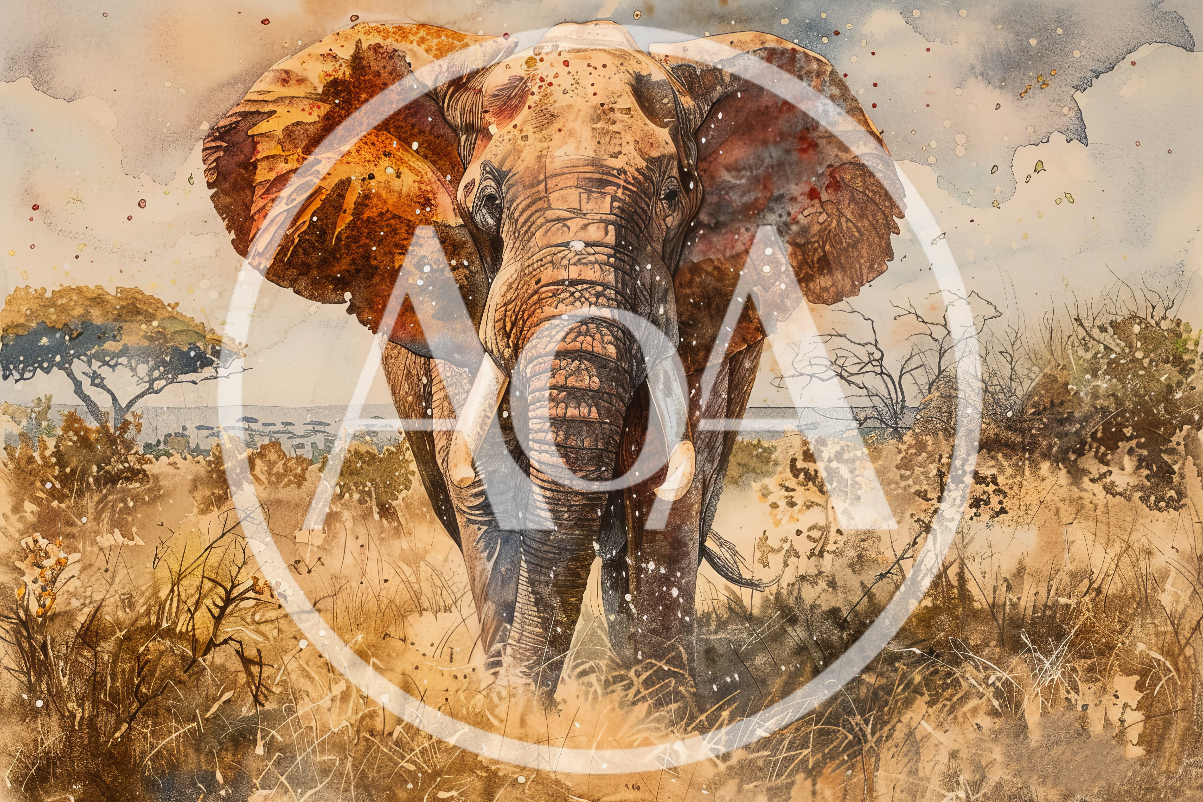 Majestic African Elephant Walking Through The Savanna
