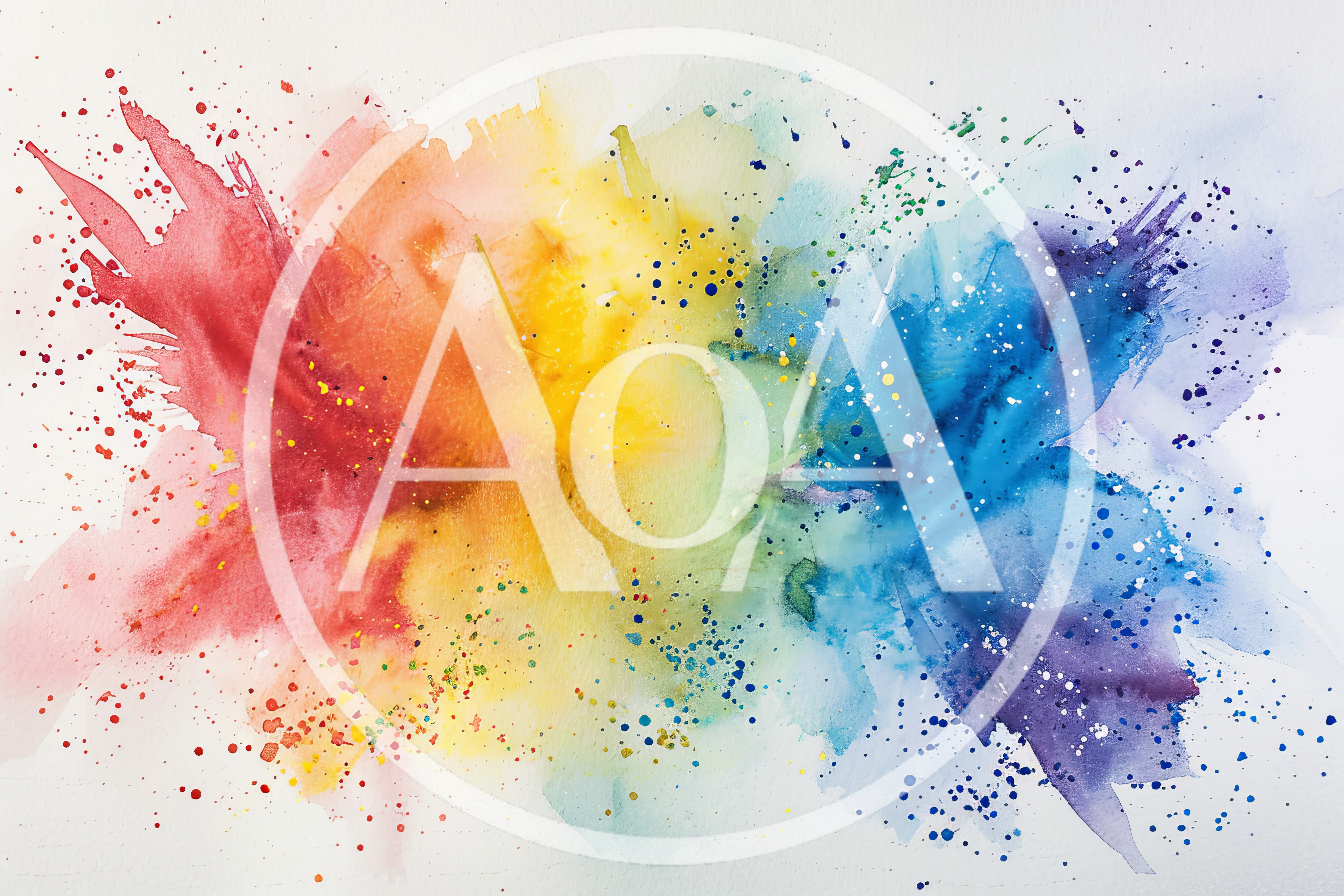 Abstract Watercolor Rainbow Paint Splatter Background