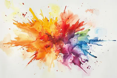 Abstract Watercolor Explosion With Vibrant Rainbow Colors