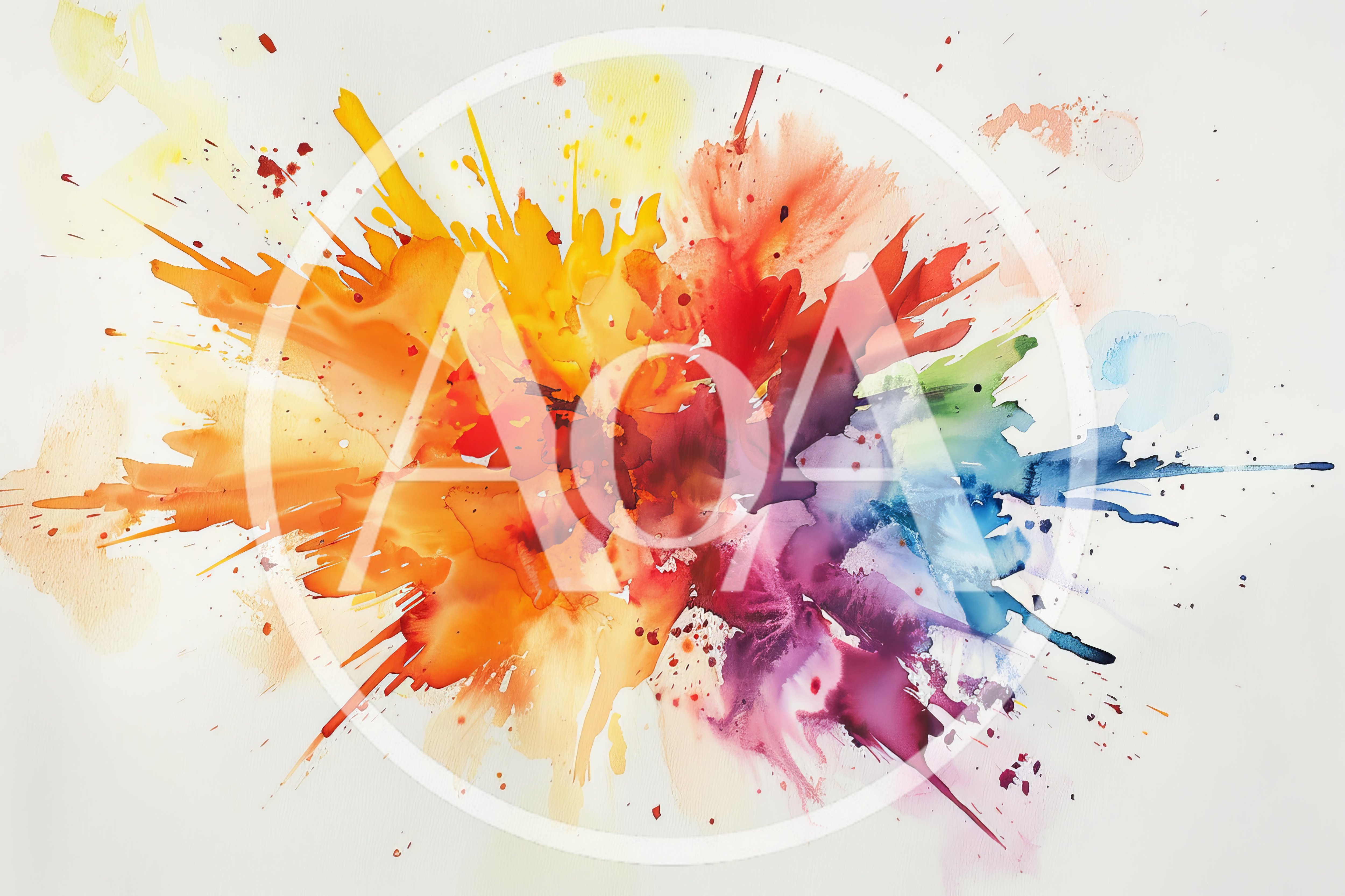 Abstract Watercolor Explosion With Vibrant Rainbow Colors