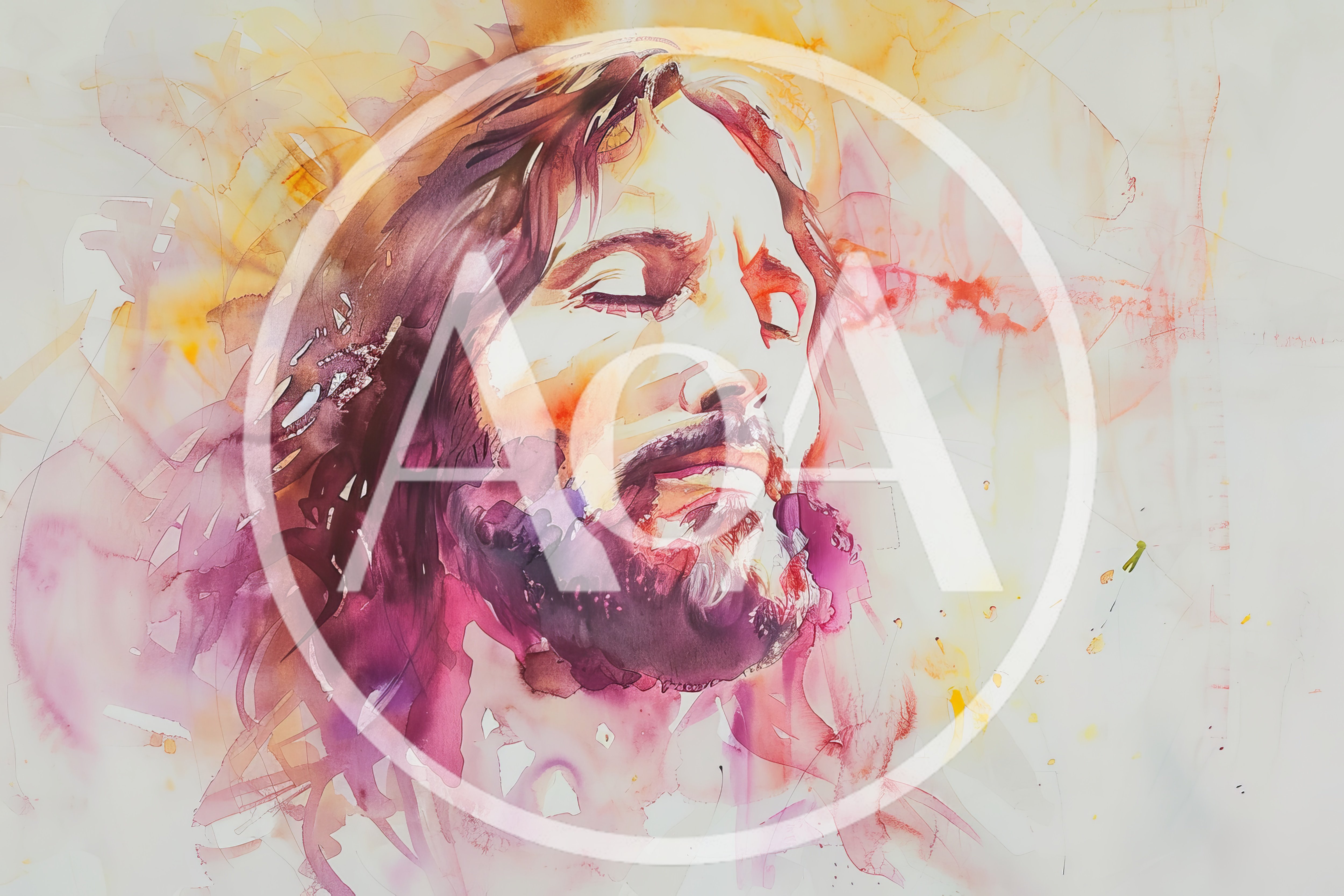 Watercolor Portrait Of Jesus Christ With Closed Eyes