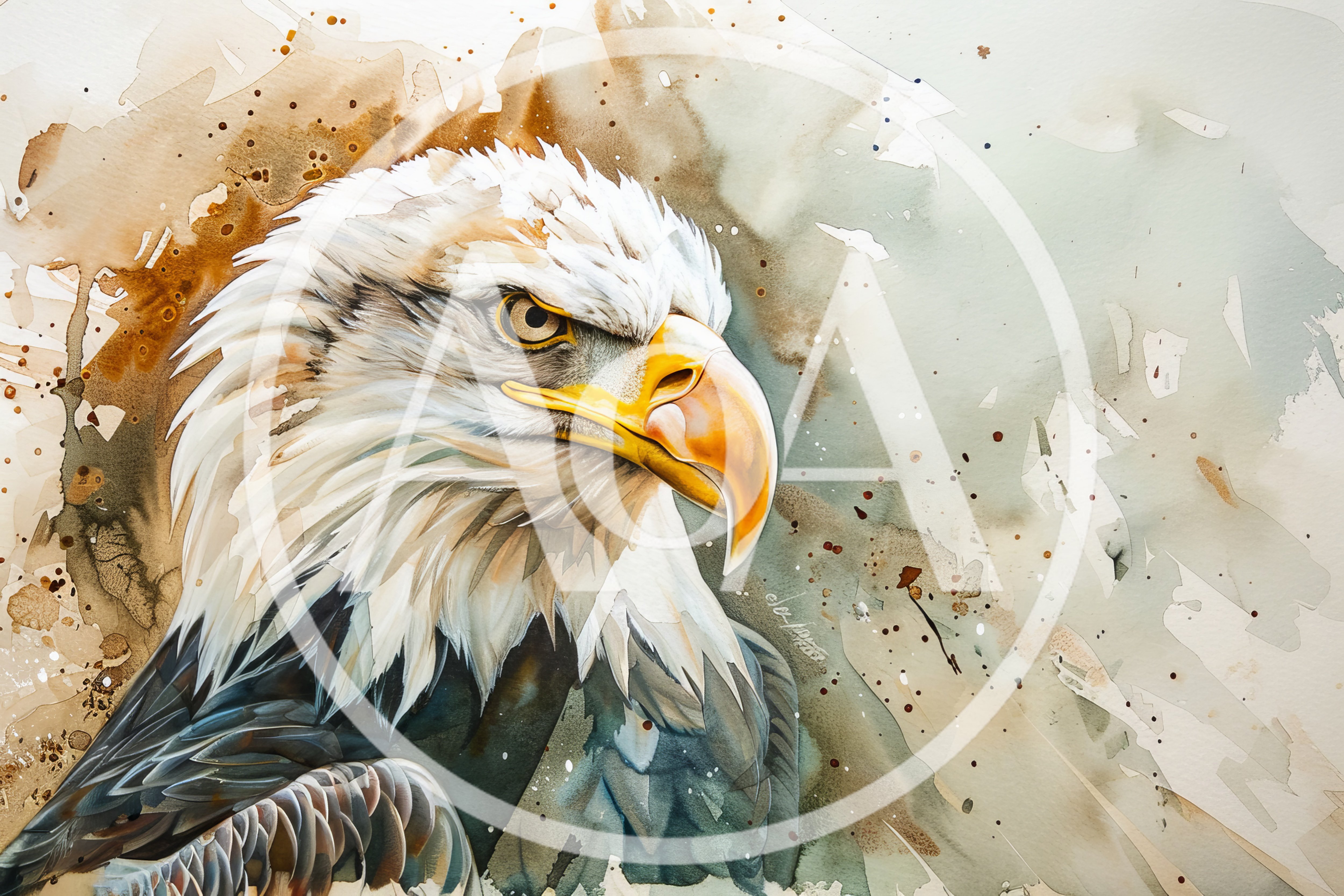 Watercolor Painting Of A Majestic Bald Eagle Portrait