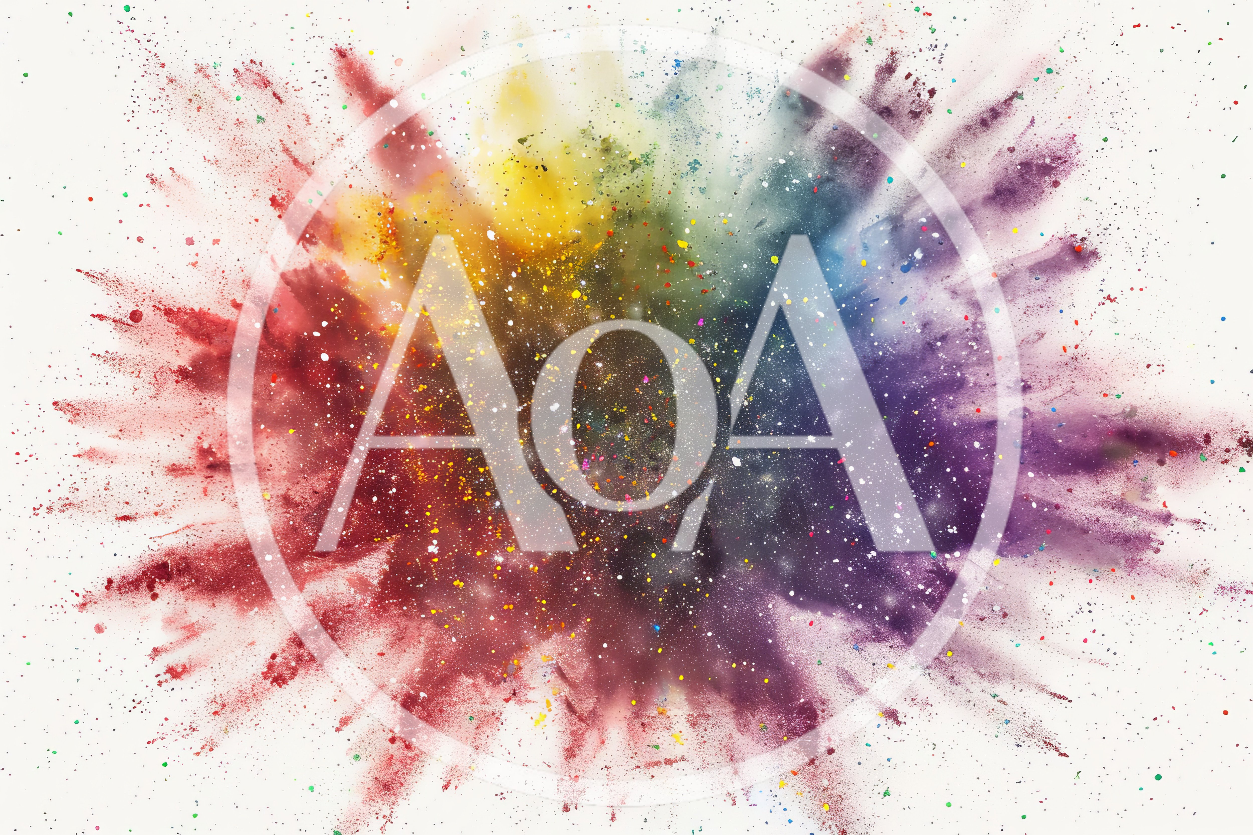 Vibrant Multi-Colored Powder Explosion Against White Background