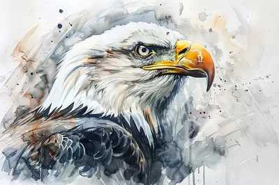 Watercolor Painting Of A Majestic Bald Eagle