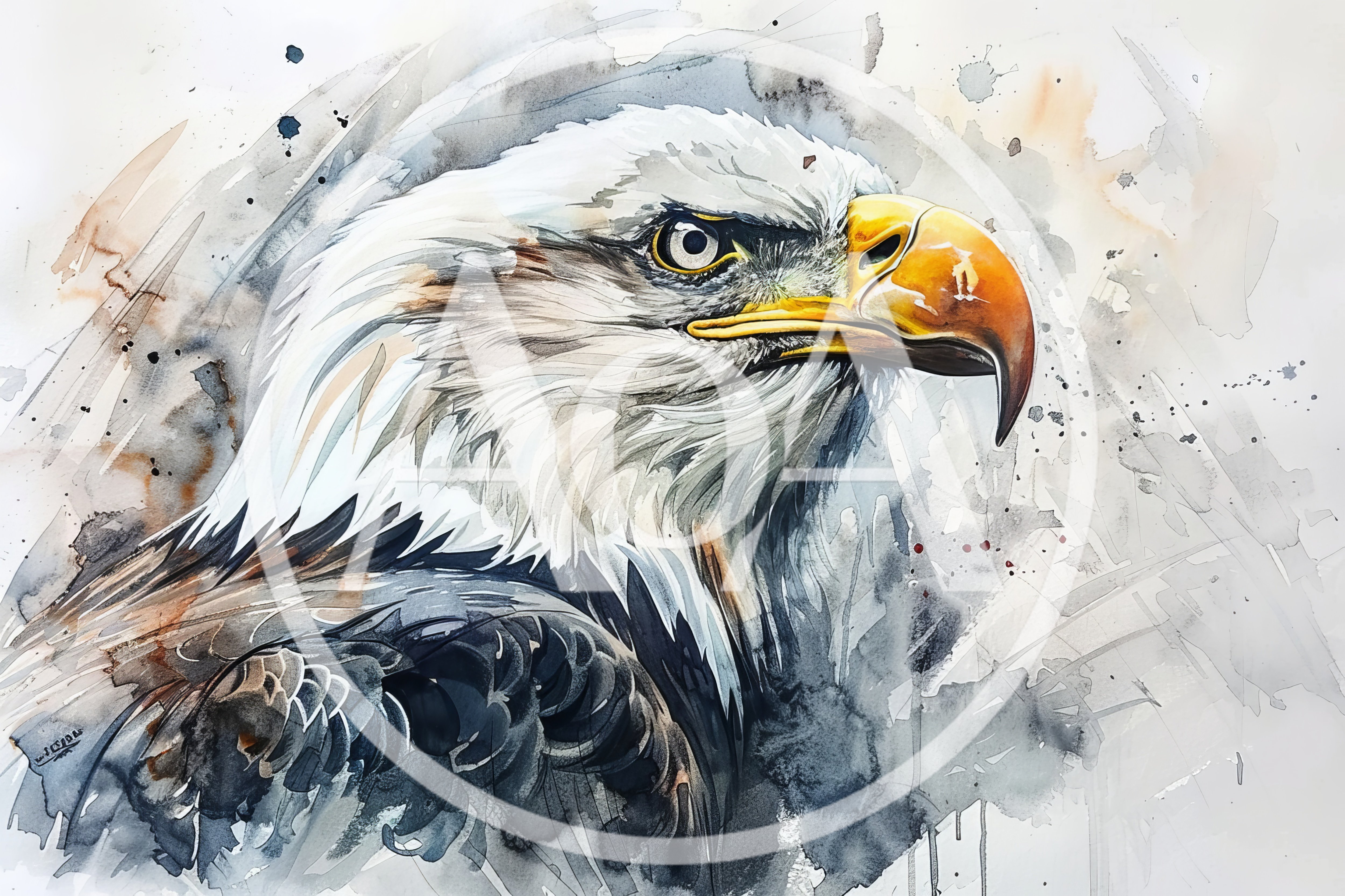 Watercolor Painting Of A Majestic Bald Eagle